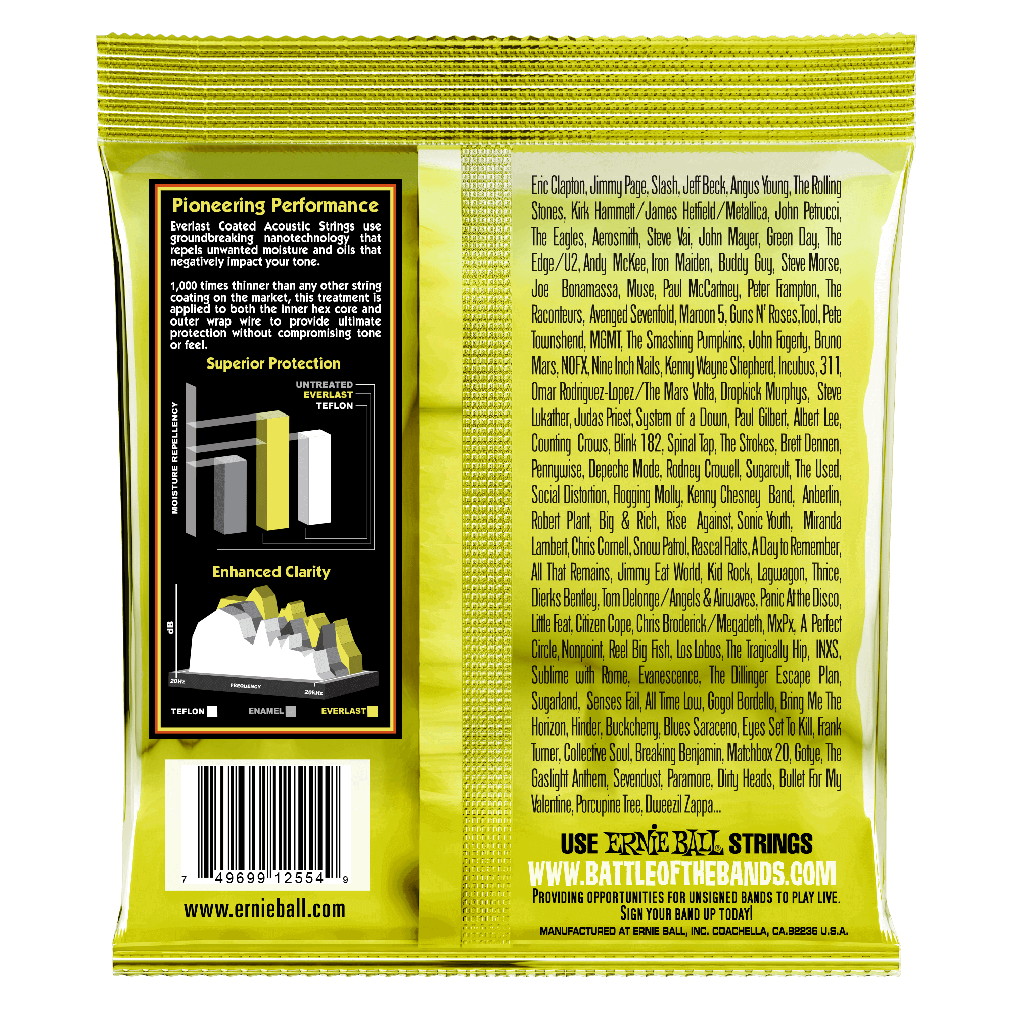 Ernie Ball Everlast Medium Coated 80/20 Bronze Acoustic Guitar Strings 13-56 Gauge
