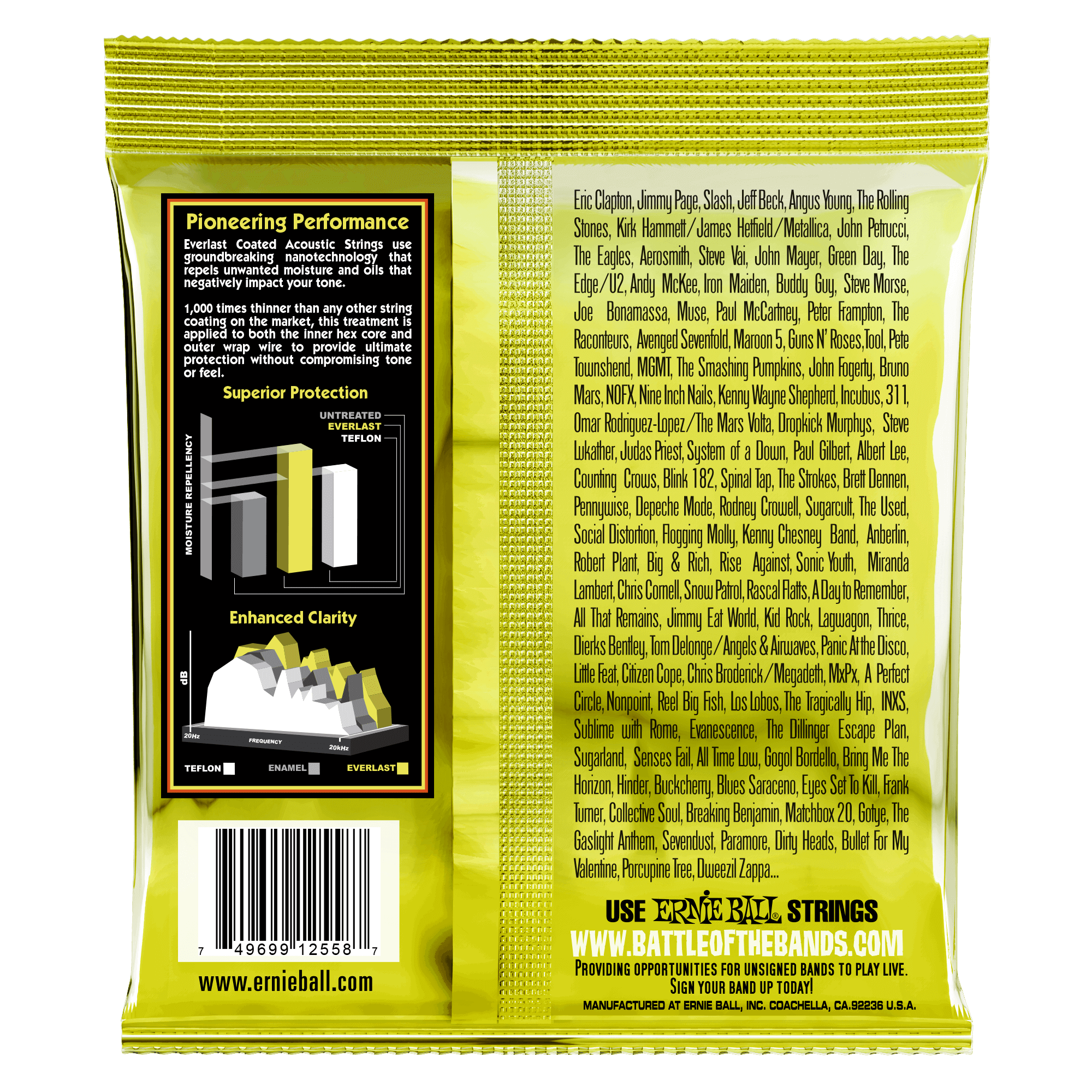Ernie Ball Everlast Light Coated 80/20 Bronze Acoustic Guitar Strings 11-52 Gauge