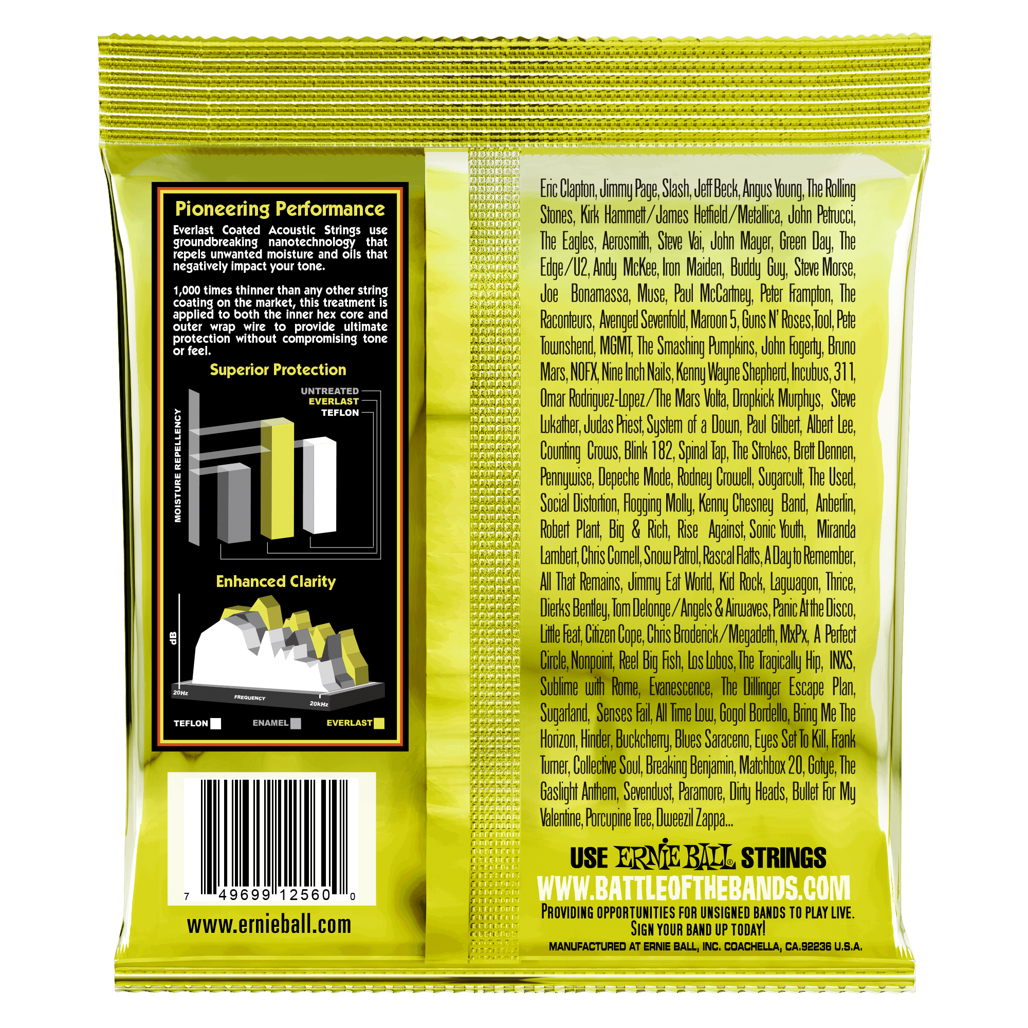 Ernie Ball Everlast Extra Light Coated 80/20 Bronze Acoustic Strings 10-50 Gauge