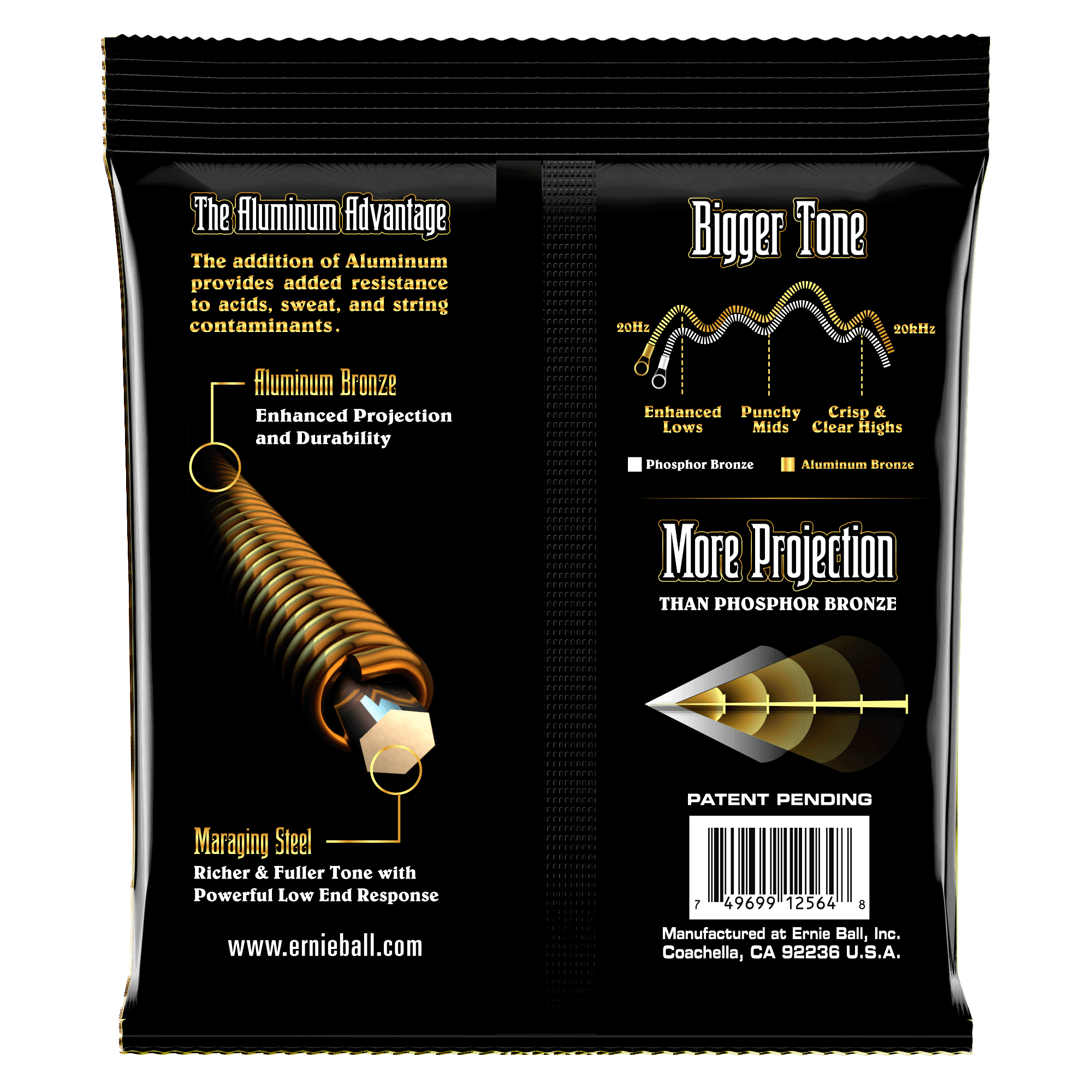 Ernie Ball Medium Aluminum Bronze Acoustic Guitar Strings 13-56 Gauge