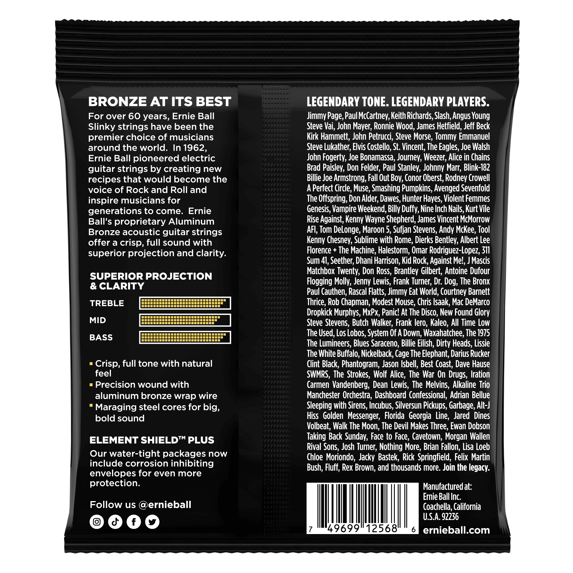 Ernie Ball Light Aluminum Bronze Acoustic Guitar Strings 11-52 Gauge