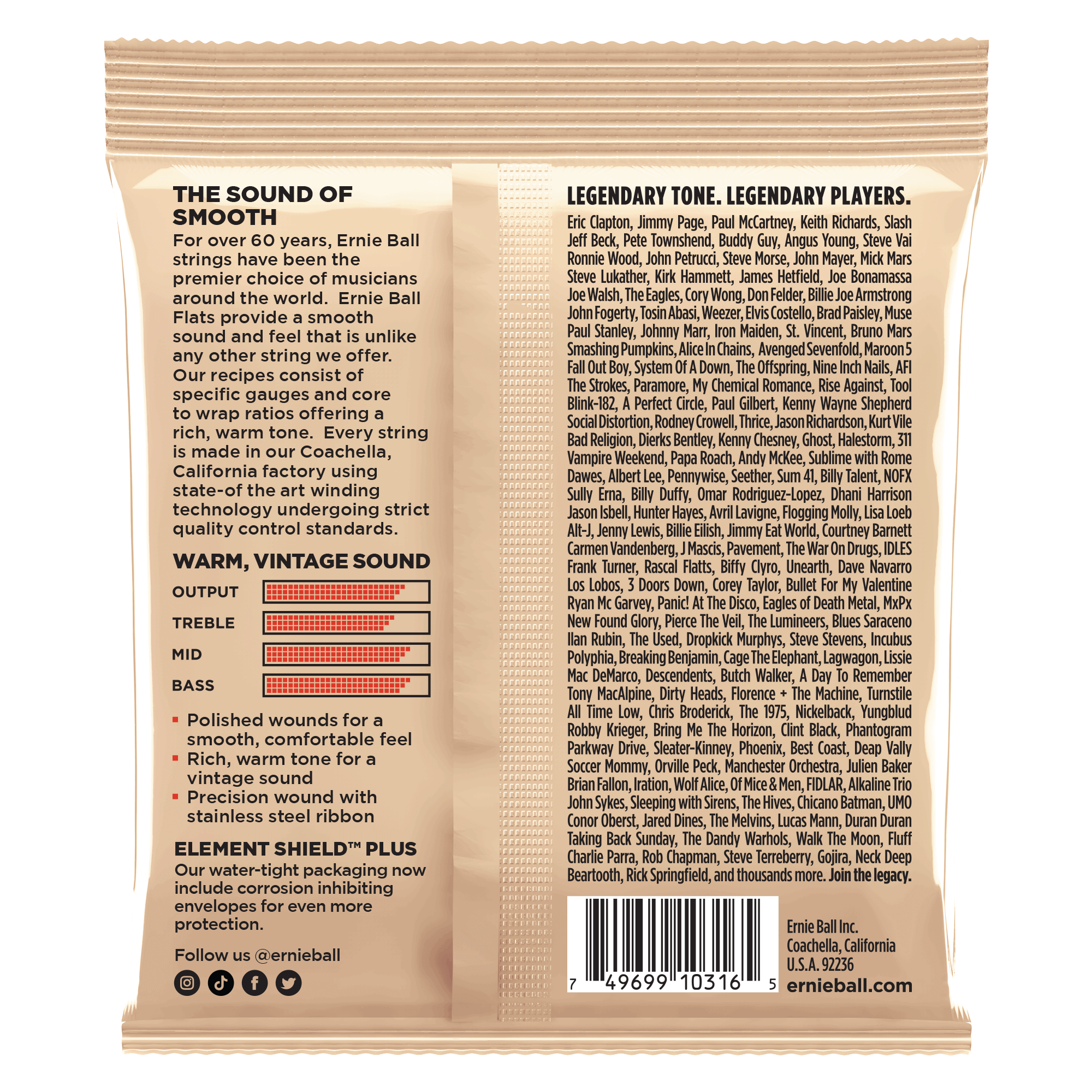Ernie Ball Light Flatwound Electric Guitar Strings 11-50 Gauge