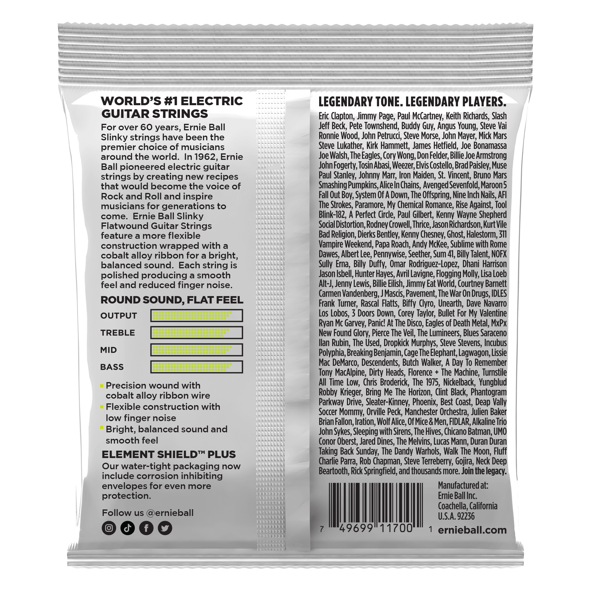 Ernie Ball Regular Slinky Flatwound Electric Guitar Strings 10-46 Gauge