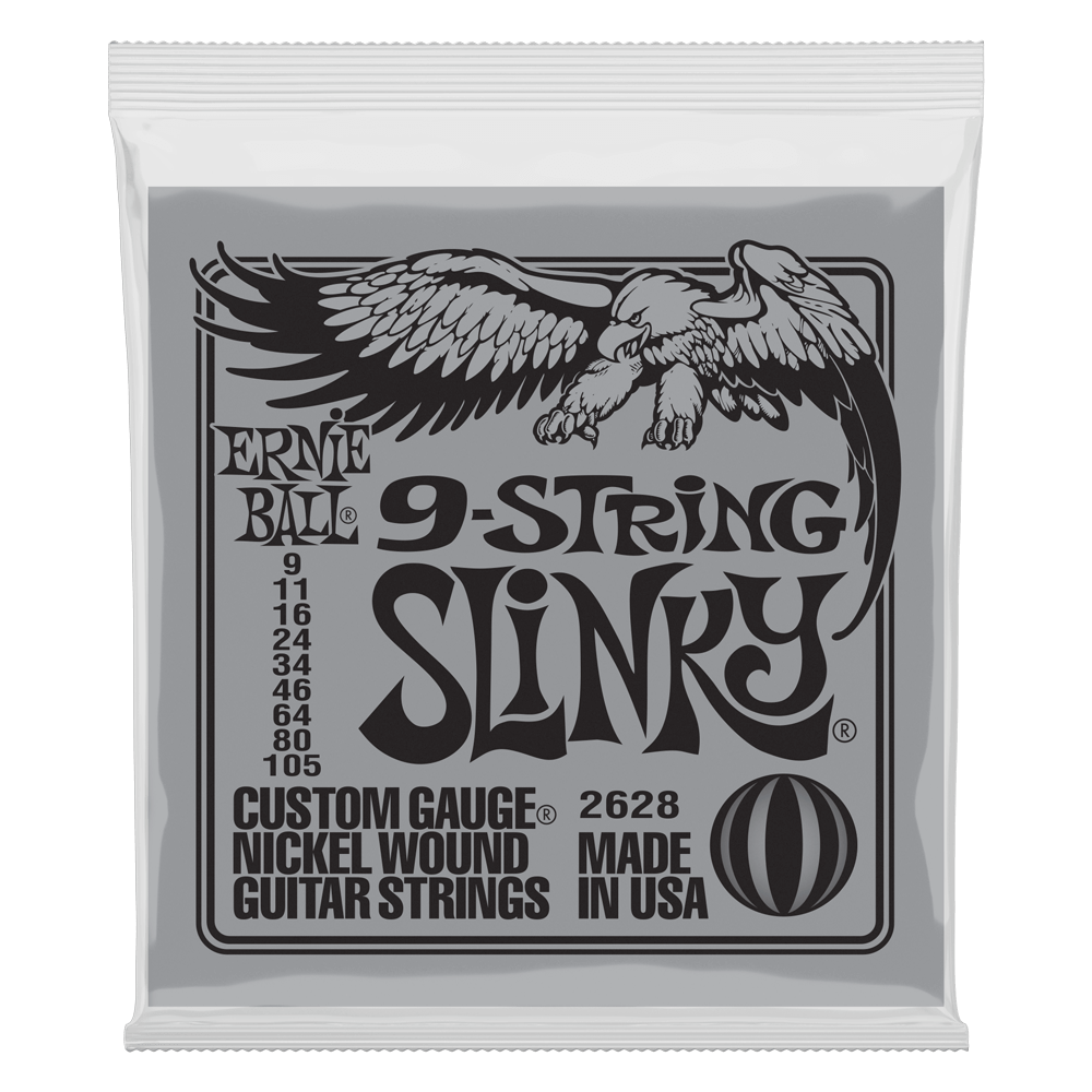Ernie Ball Slinky Nickel Wound 9-String Electric Guitar Strings 9-105 Gauge