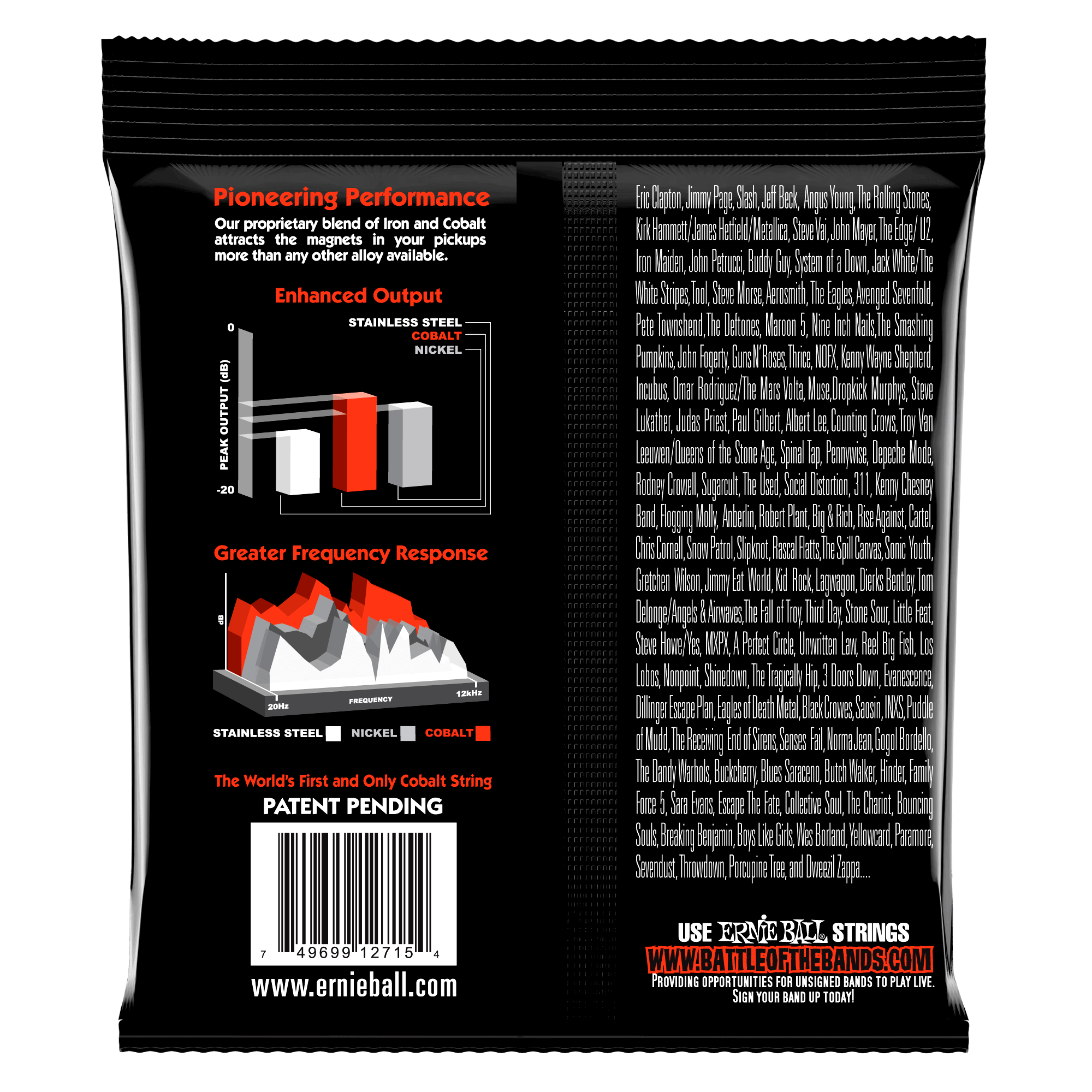 Ernie Ball Skinny Top Heavy Bottom Slinky Cobalt Electric Guitar Strings 10-52 Gauge