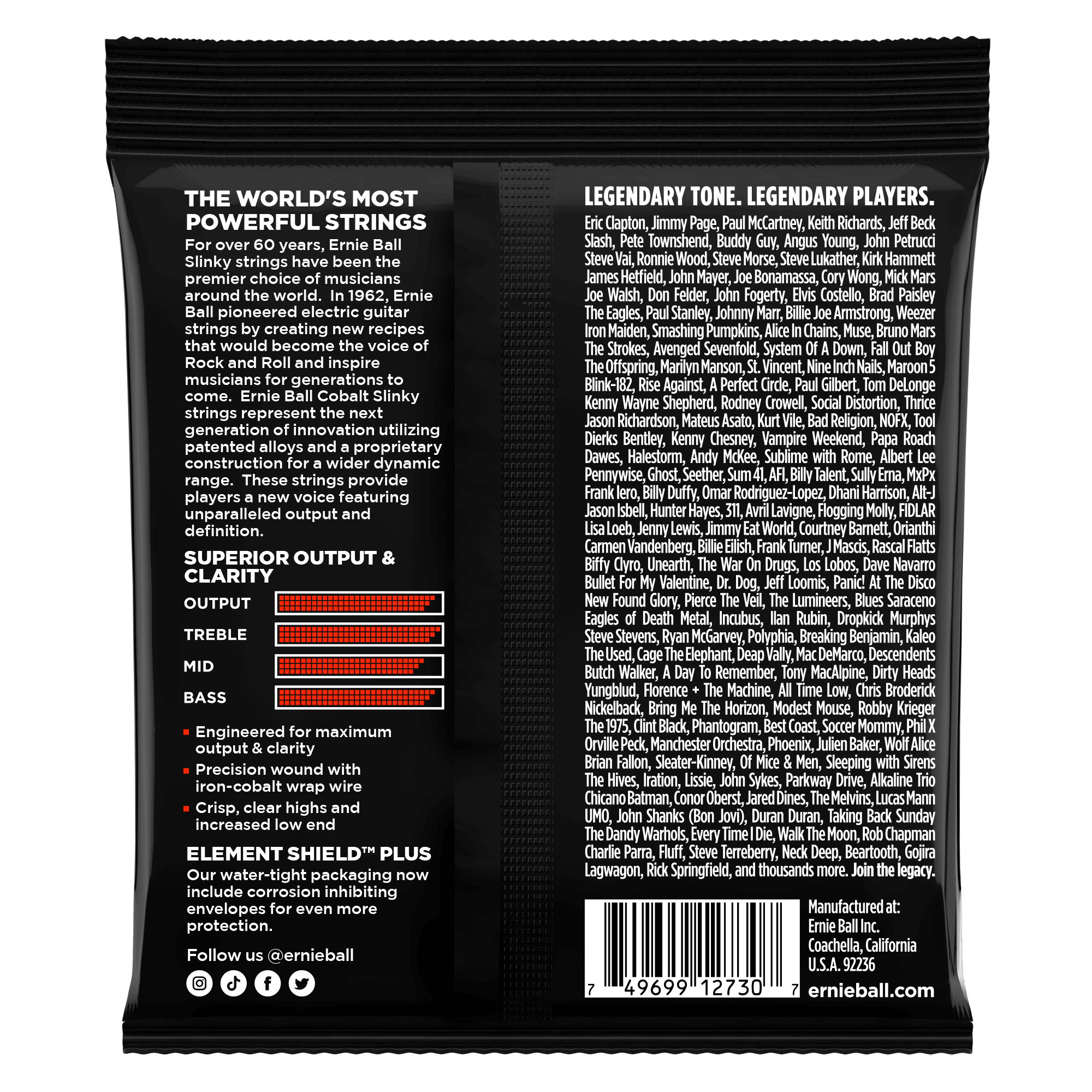 Ernie Ball Skinny Top Heavy Bottom Slinky Cobalt 7-String Electric Guitar Strings 10-62 Gauge
