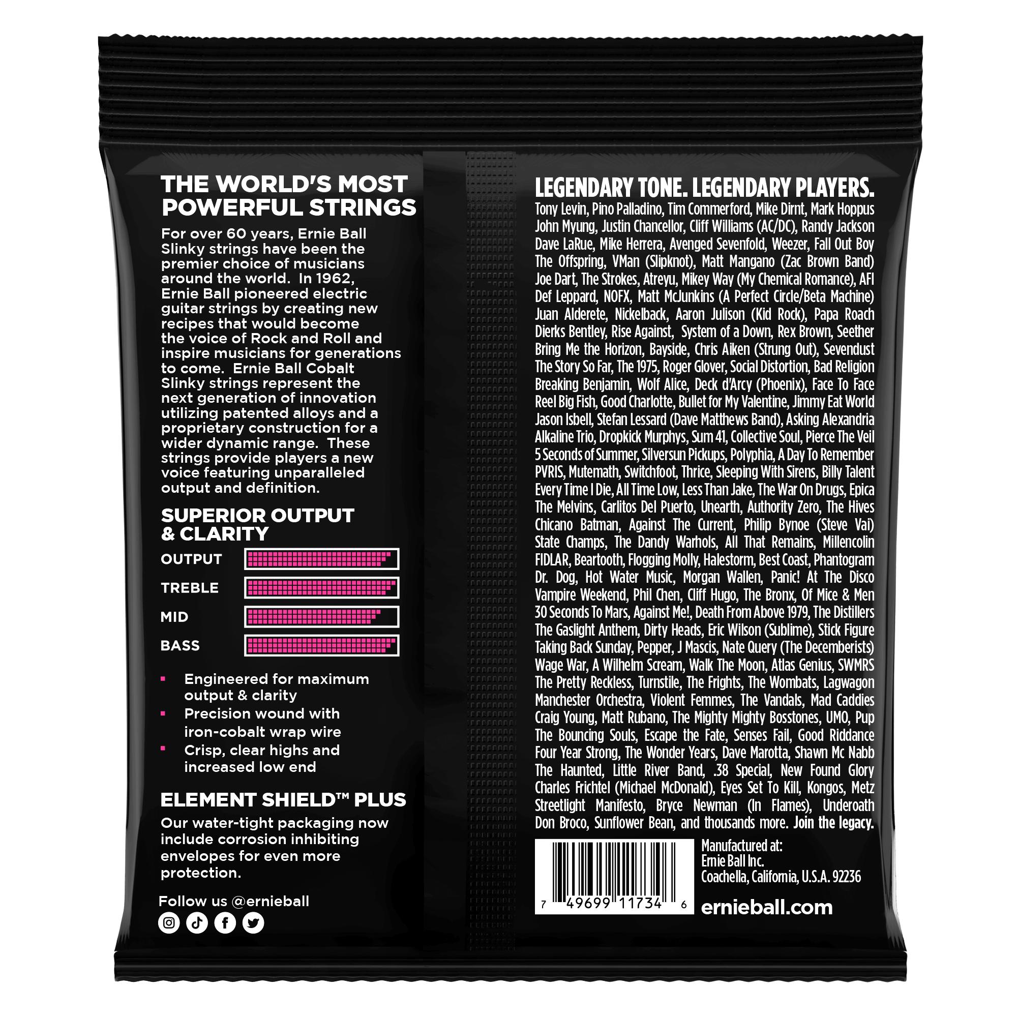 Ernie Ball Super Slinky Cobalt 5-String Electric Bass Strings 40-125 Gauge