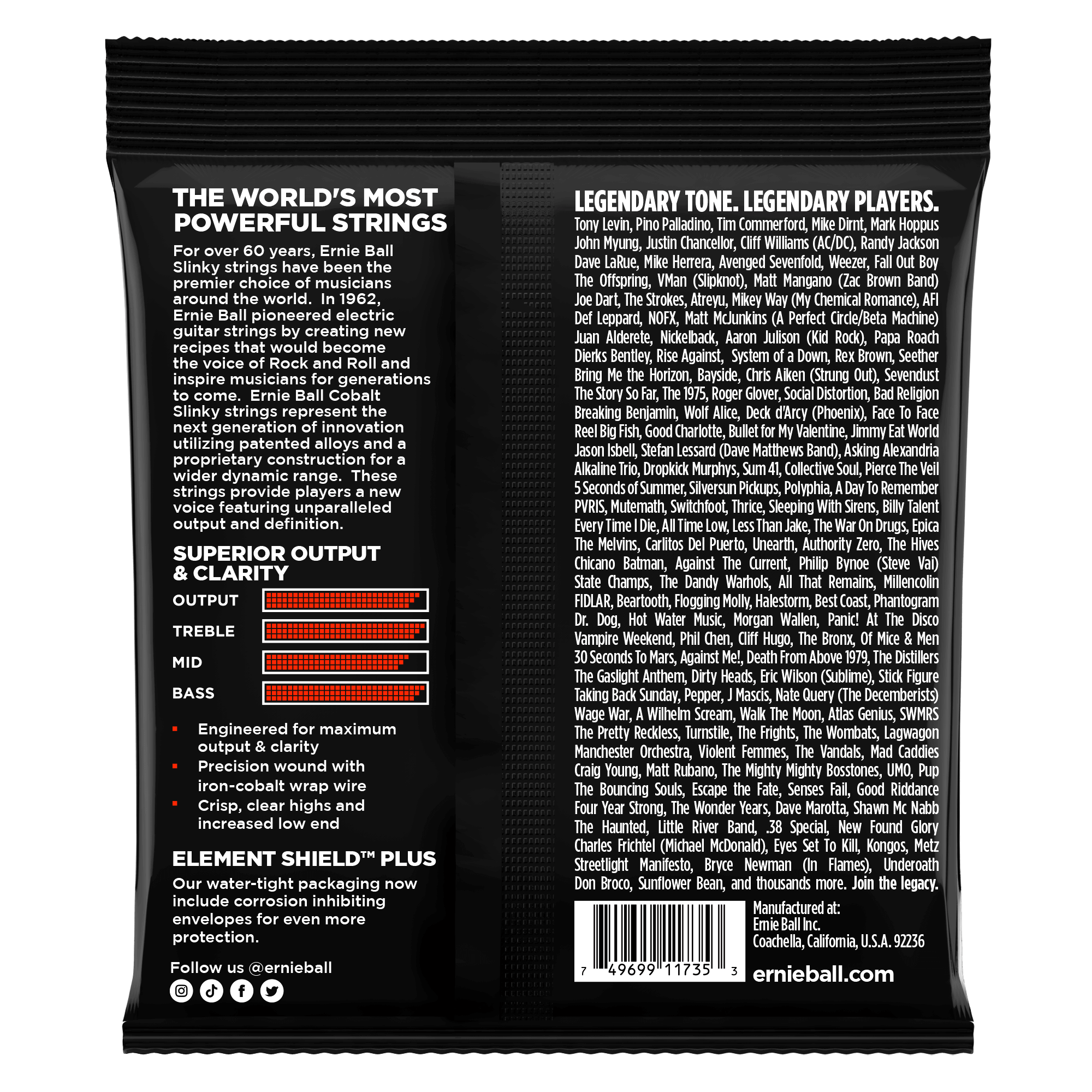 Ernie Ball Slinky Cobalt 6-String Electric Bass Strings 32-130 Gauge