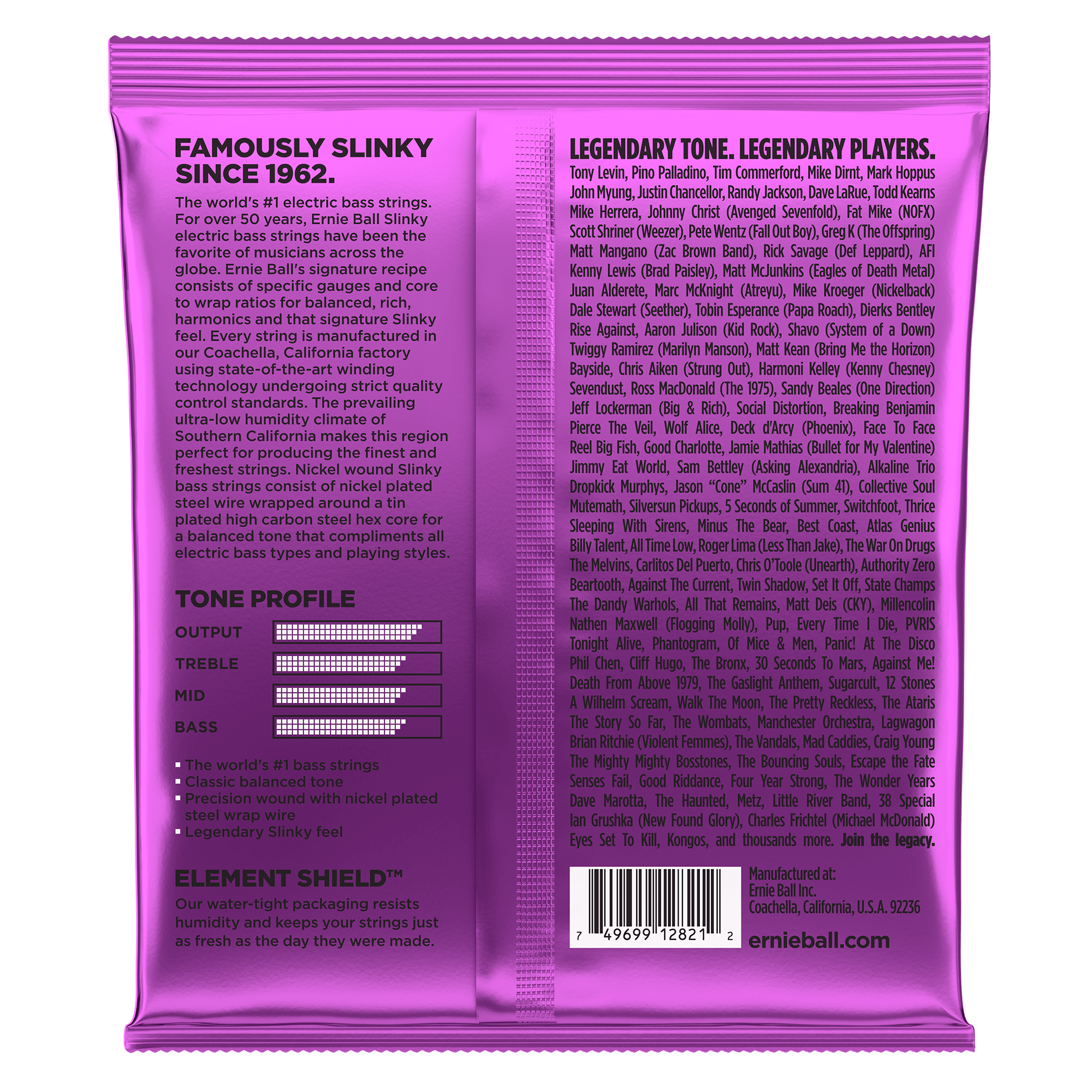 Ernie Ball Power Slinky Nickel Wound 5-String Electric Bass Strings 50-135 Gauge