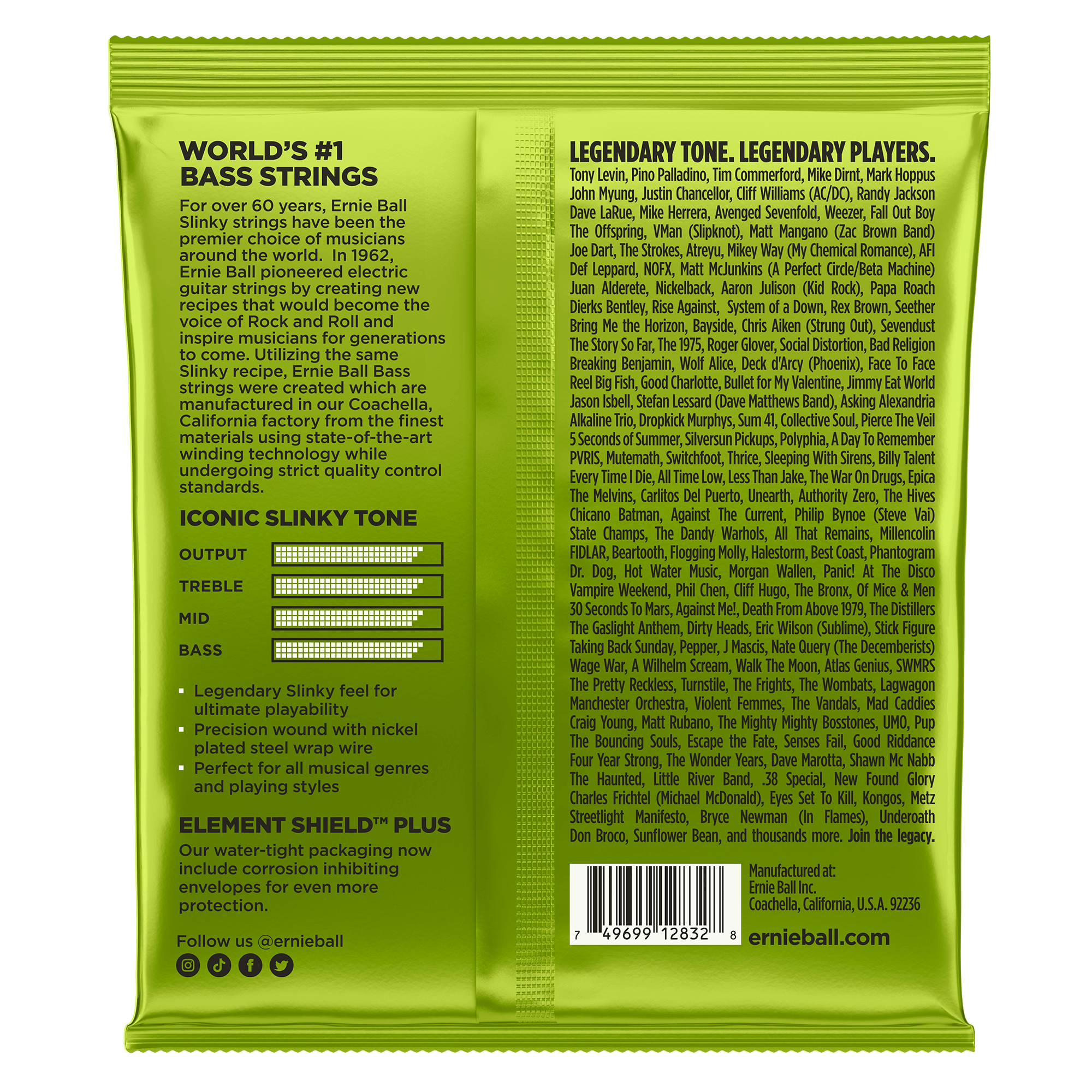 Ernie Ball Regular Slinky Nickel Wound Electric Bass Strings 50-105 Gauge