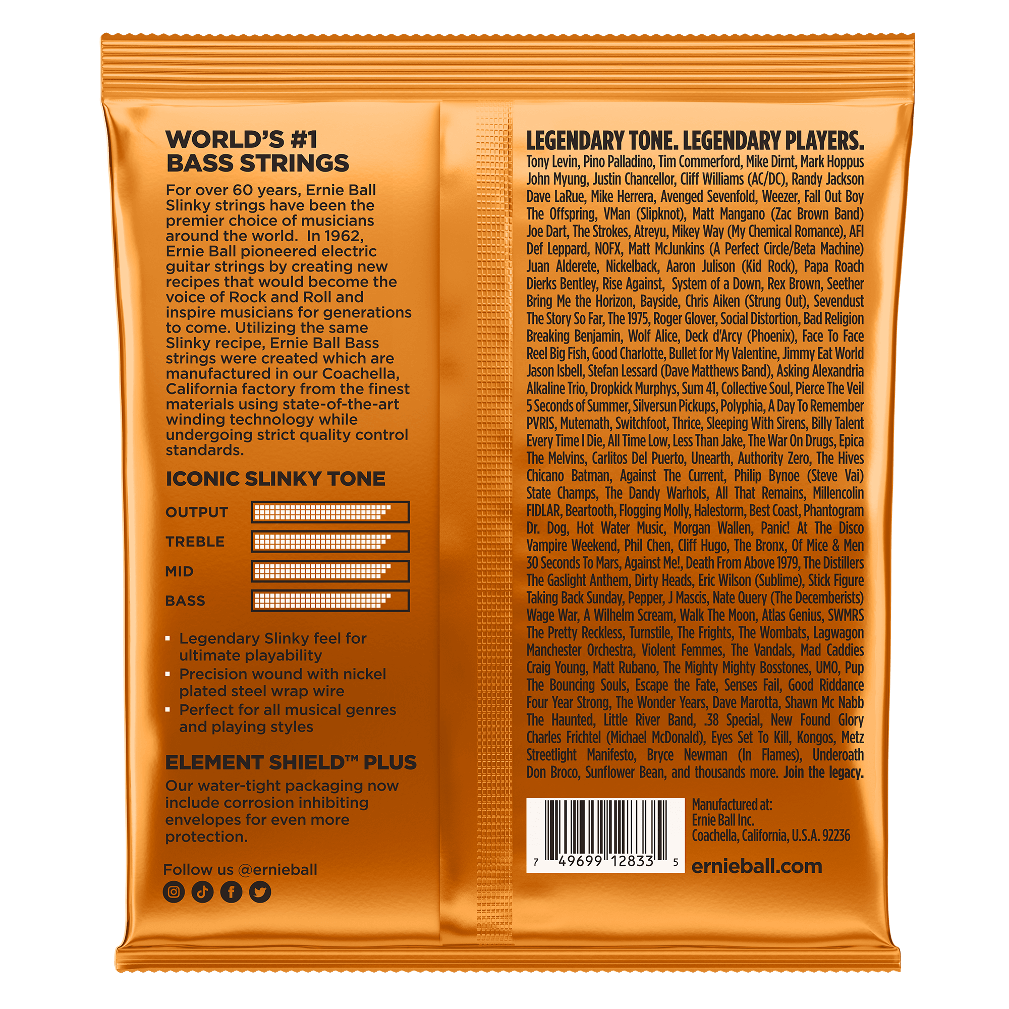 Ernie Ball Hybrid Slinky Nickel Wound Electric Bass Strings 45-105 Gauge