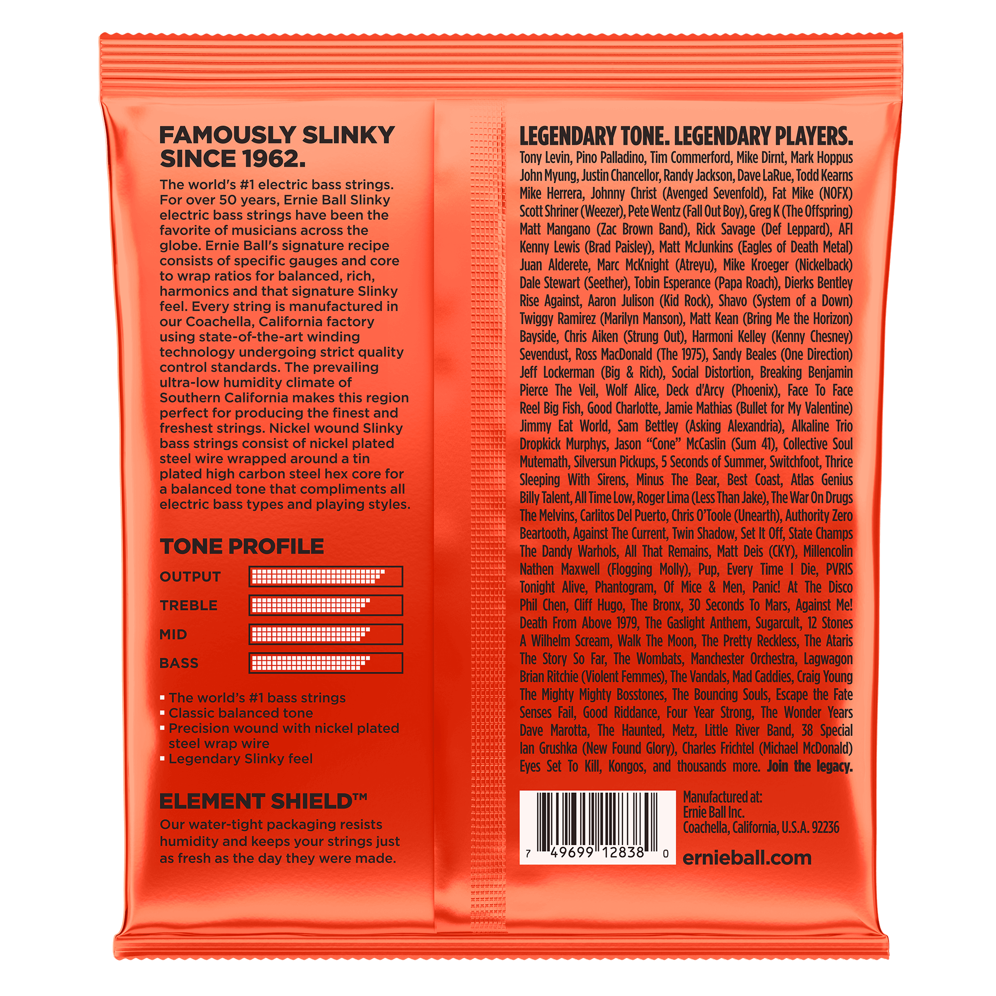 Ernie Ball Slinky Nickel Wound Long Scale 6-String Electric Bass Strings 32-130 Gauge