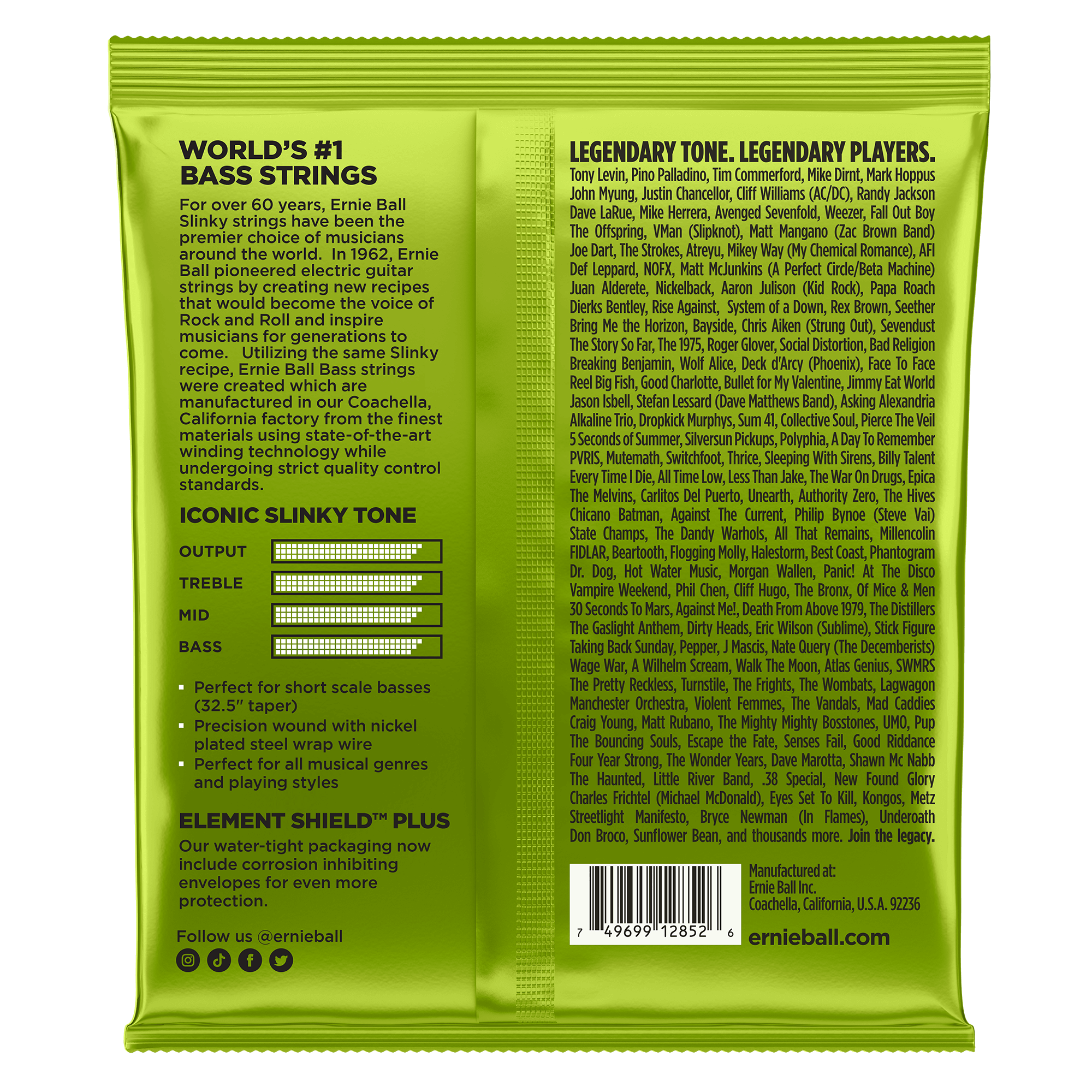 Ernie Ball Regular Slinky Nickel Wound Short Scale Electric Bass Strings 45-105 Gauge