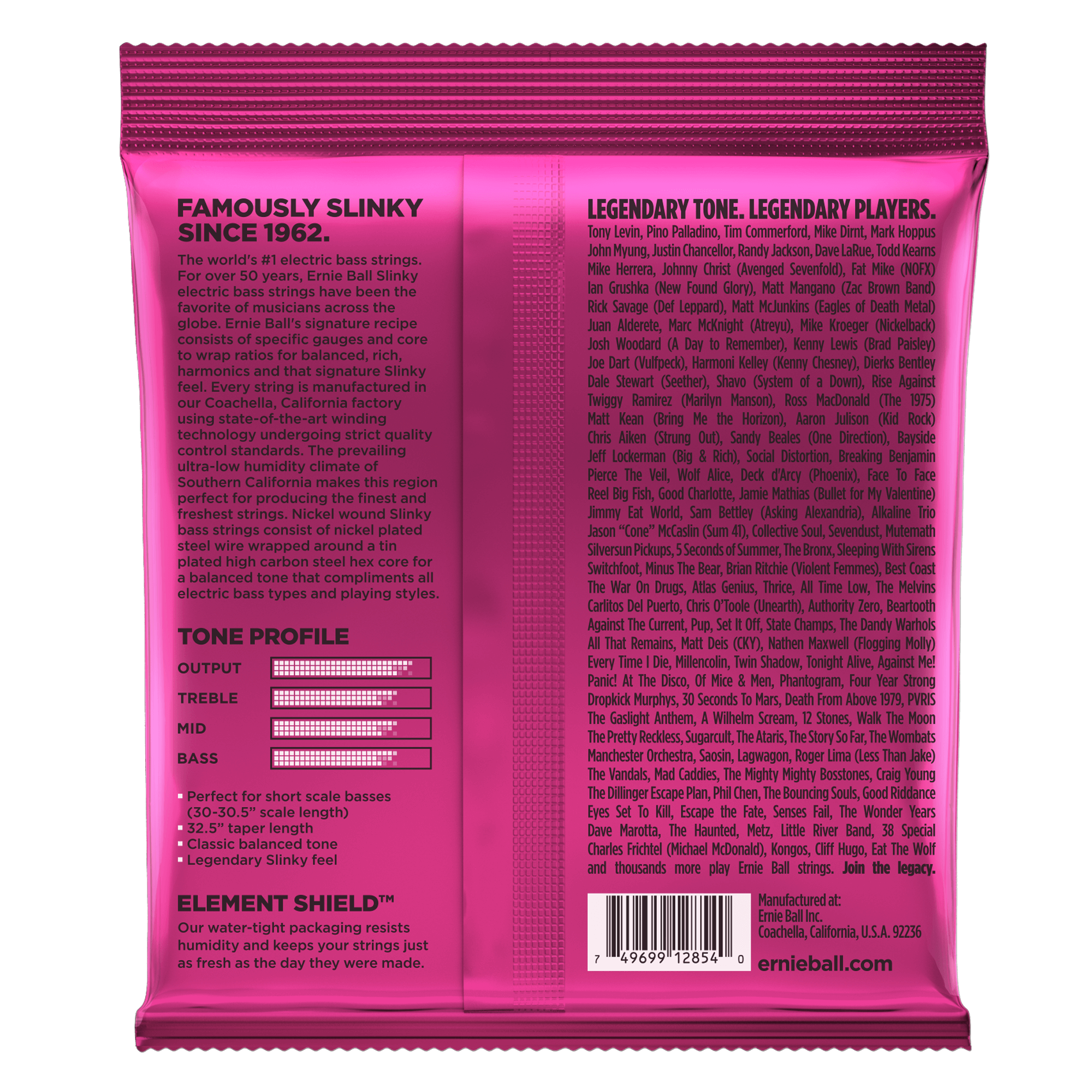 Ernie Ball Super Slinky Nickel Wound Short Scale Electric Bass Strings 40-100 Gauge