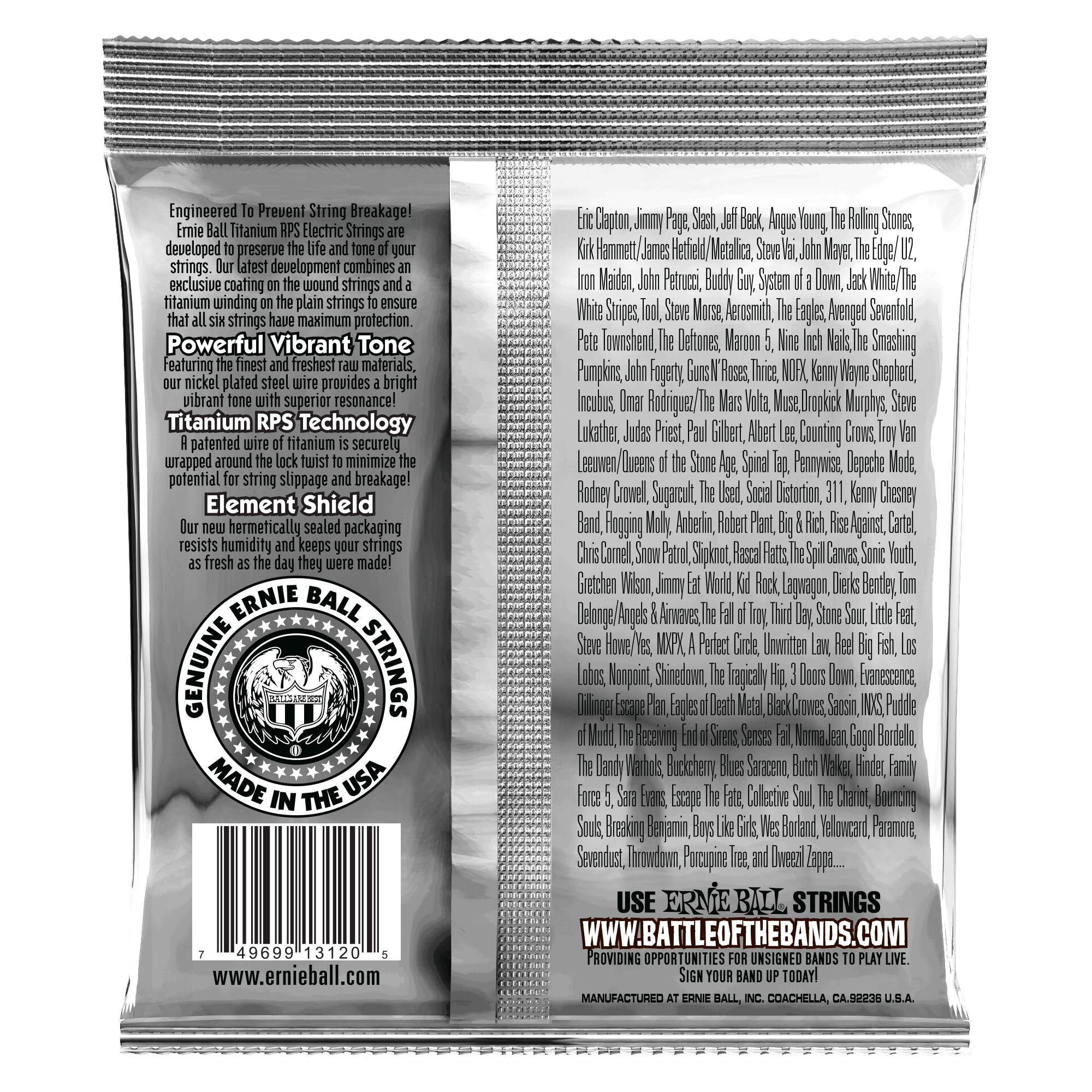 Ernie Ball Power Slinky Coated Titanium RPS Electric Guitar Strings 11-48 Gauge