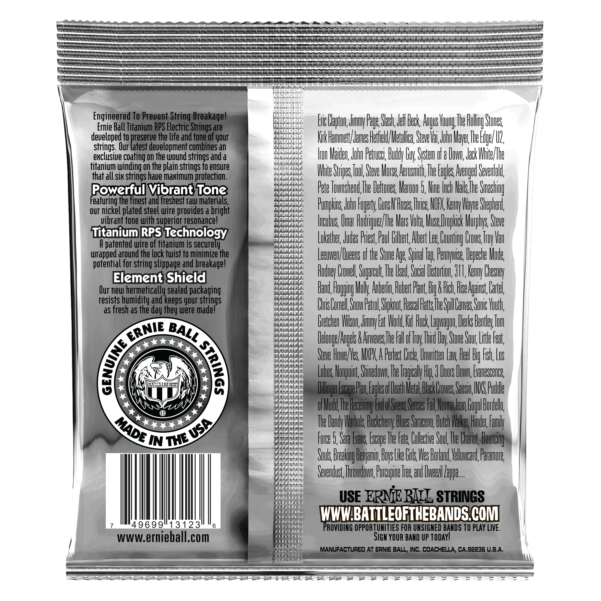Ernie Ball Super Slinky Coated Titanium RPS Electric Guitar Strings 9-42 Gauge