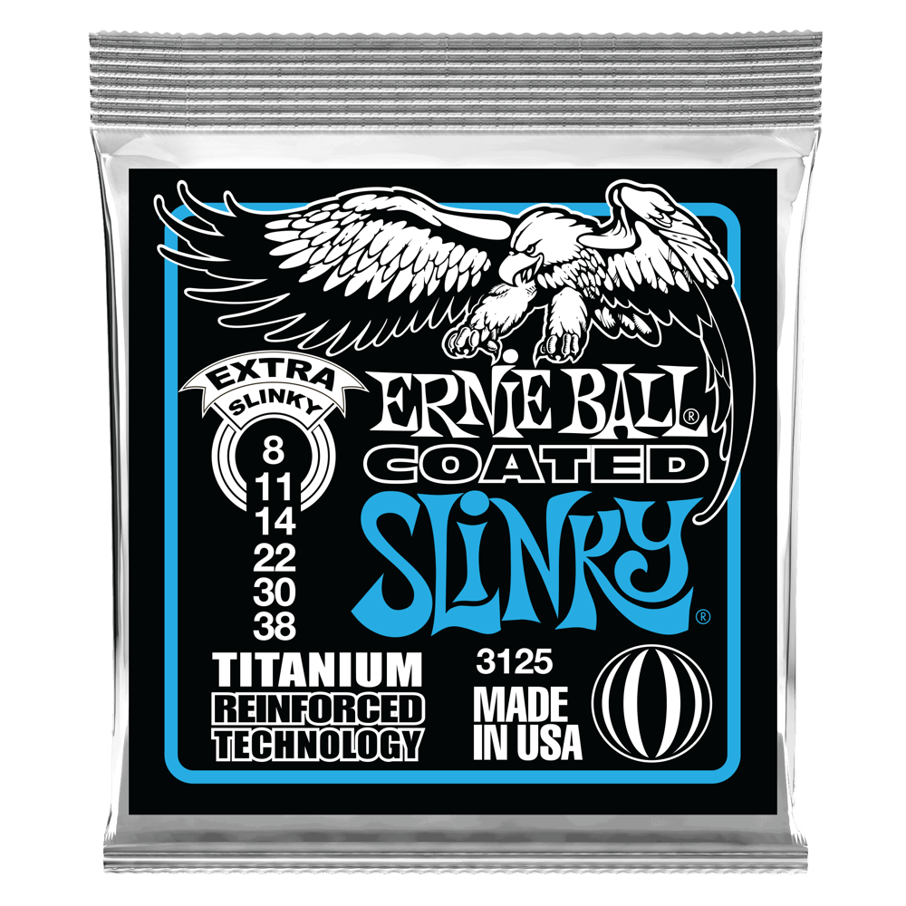 Ernie Ball Extra Slinky Coated Titanium RPS Electric Guitar Strings 8-38 Gauge