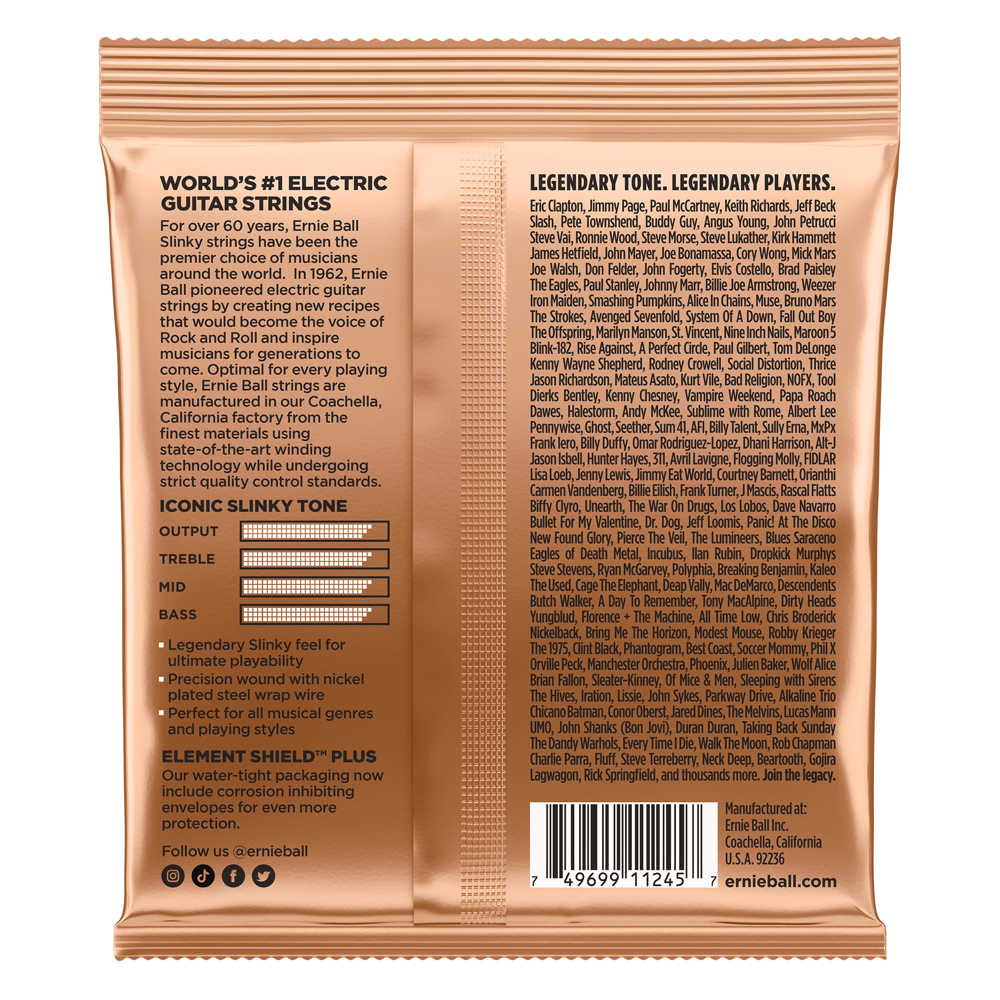 Ernie Ball Turbo Slinky Nickel Wound Electric Guitar Strings 9.5-46 Gauge - 3 Pack