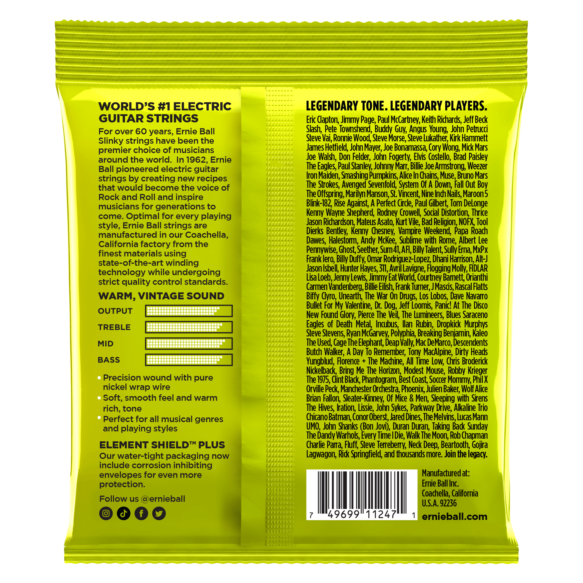 Ernie Ball Regular Slinky Classic Rock n Roll Pure Nickel Wrap Electric Guitar Strings 10-46 Gauge - 3 Pack