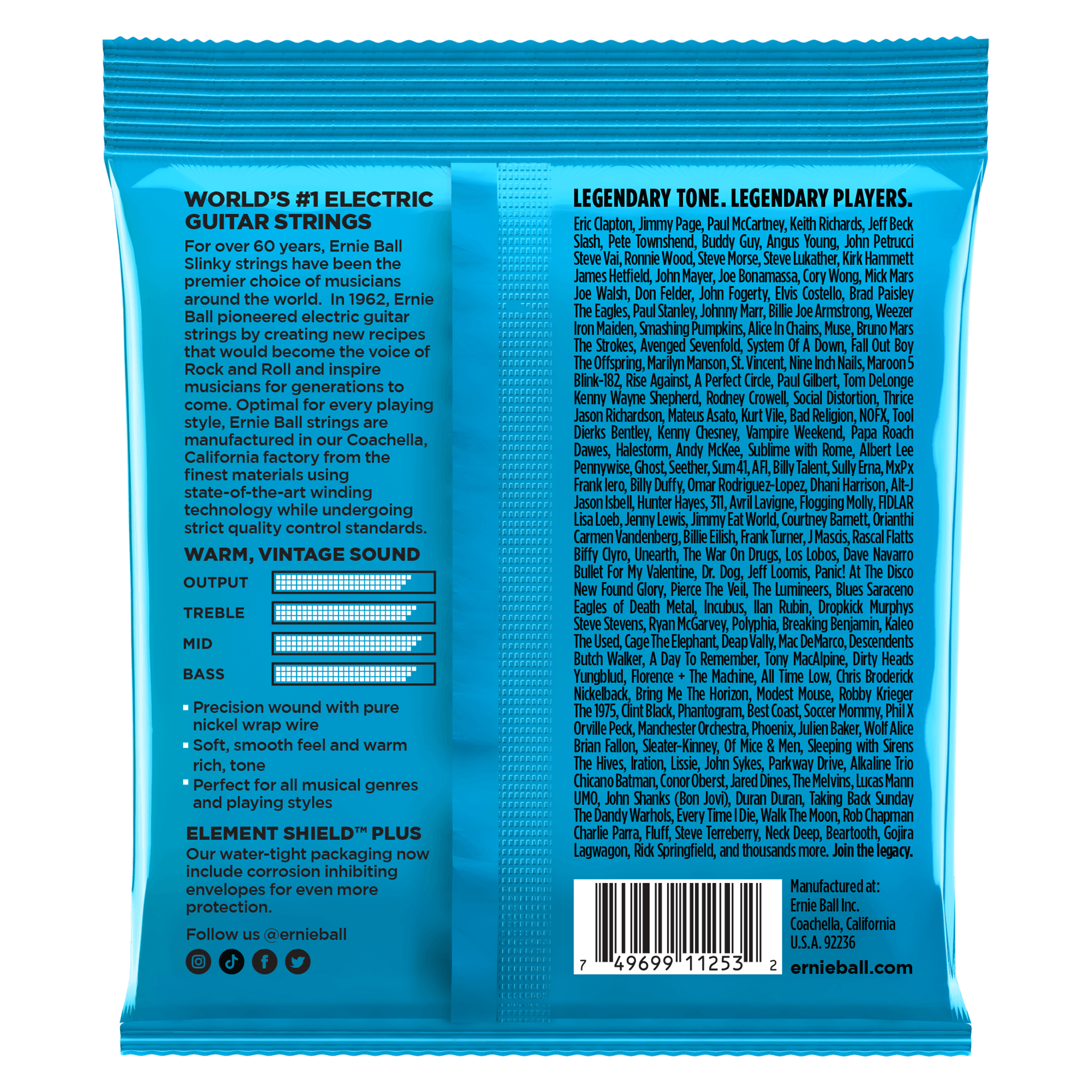 Ernie Ball Extra Slinky Classic Rock n Roll Pure Nickel Wrap Electric Guitar Strings 8-38 Gauge - 3 Pack