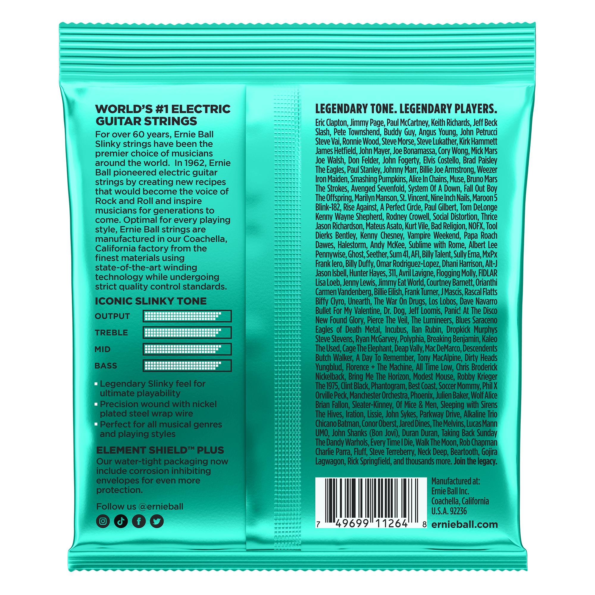 Ernie Ball Not Even Slinky Nickel Wound Electric Guitar Strings 12-56 Gauge - 3 Pack