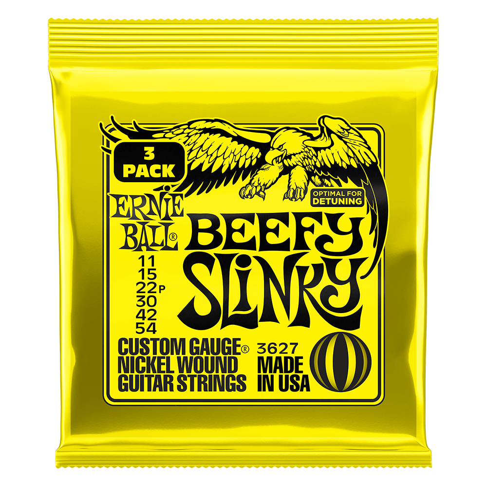 Ernie Ball Beefy Slinky Nickel Wound Electric Guitar Strings 11-54 Gauge - 3 Pack