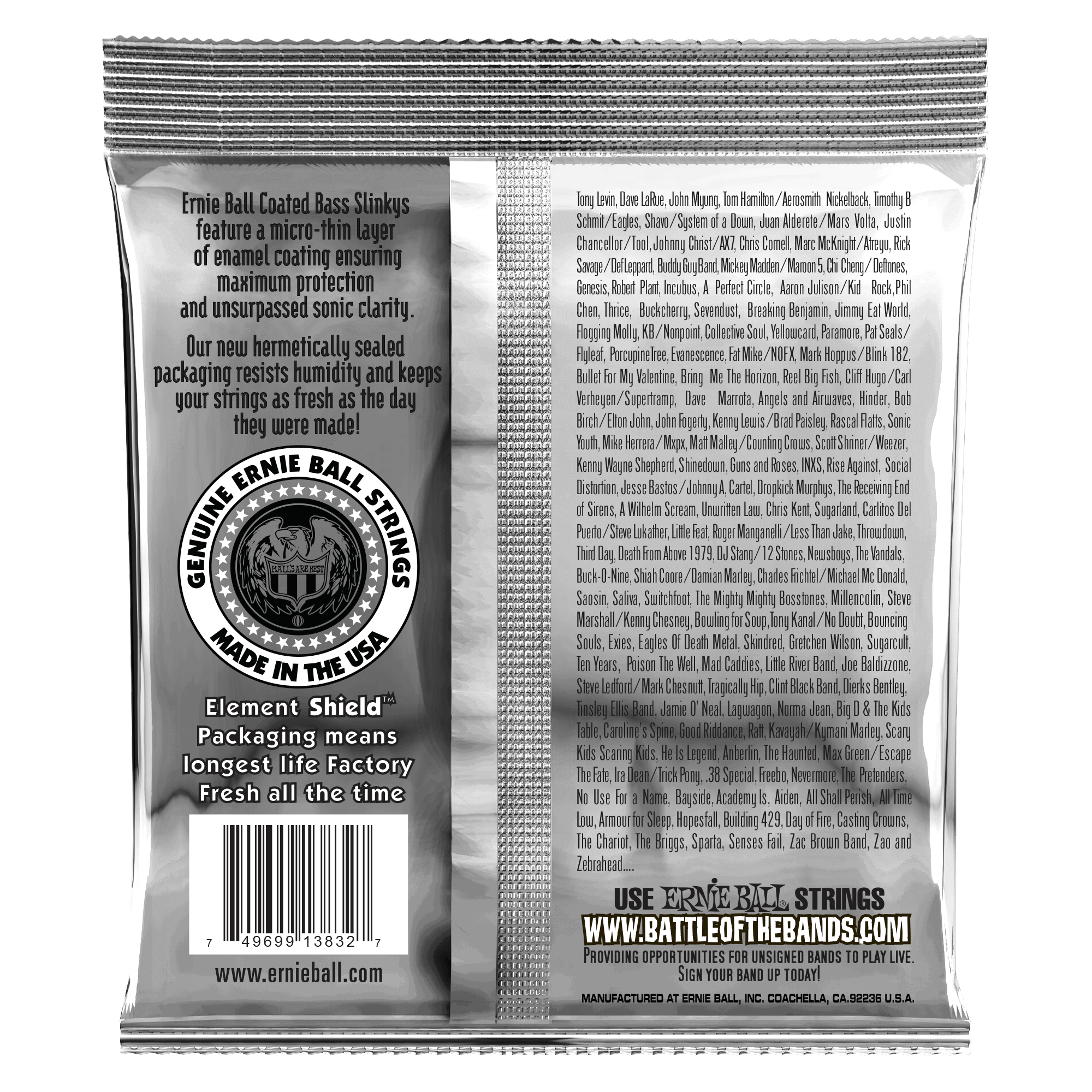 Ernie Ball Regular Slinky Coated Electric Bass Strings 50-105 Gauge