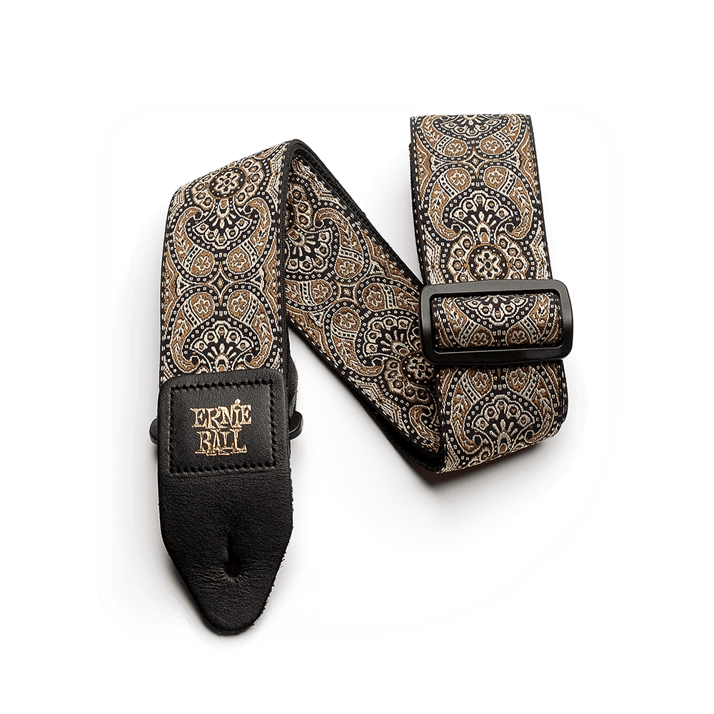 Ernie Ball Gold and Black Paisley Jacquard Guitar Strap