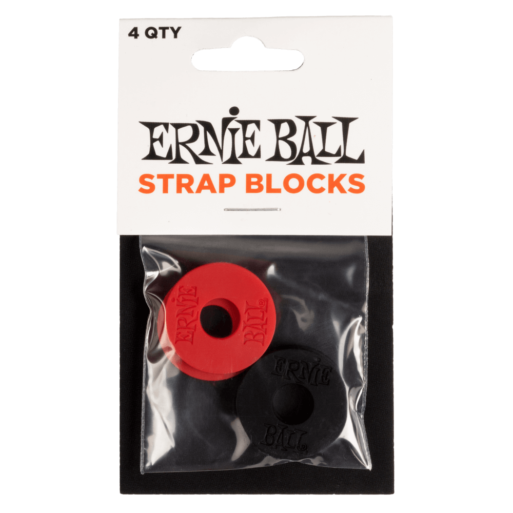 Ernie Ball Guitar Strap Blocks 4 Pack in Black and Red