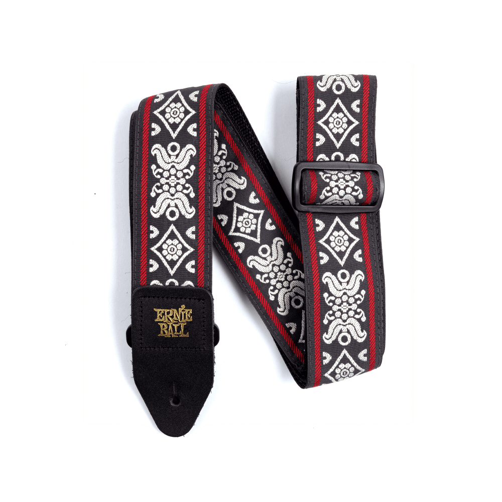 Blackjack Red Jacquard Guitar Strap