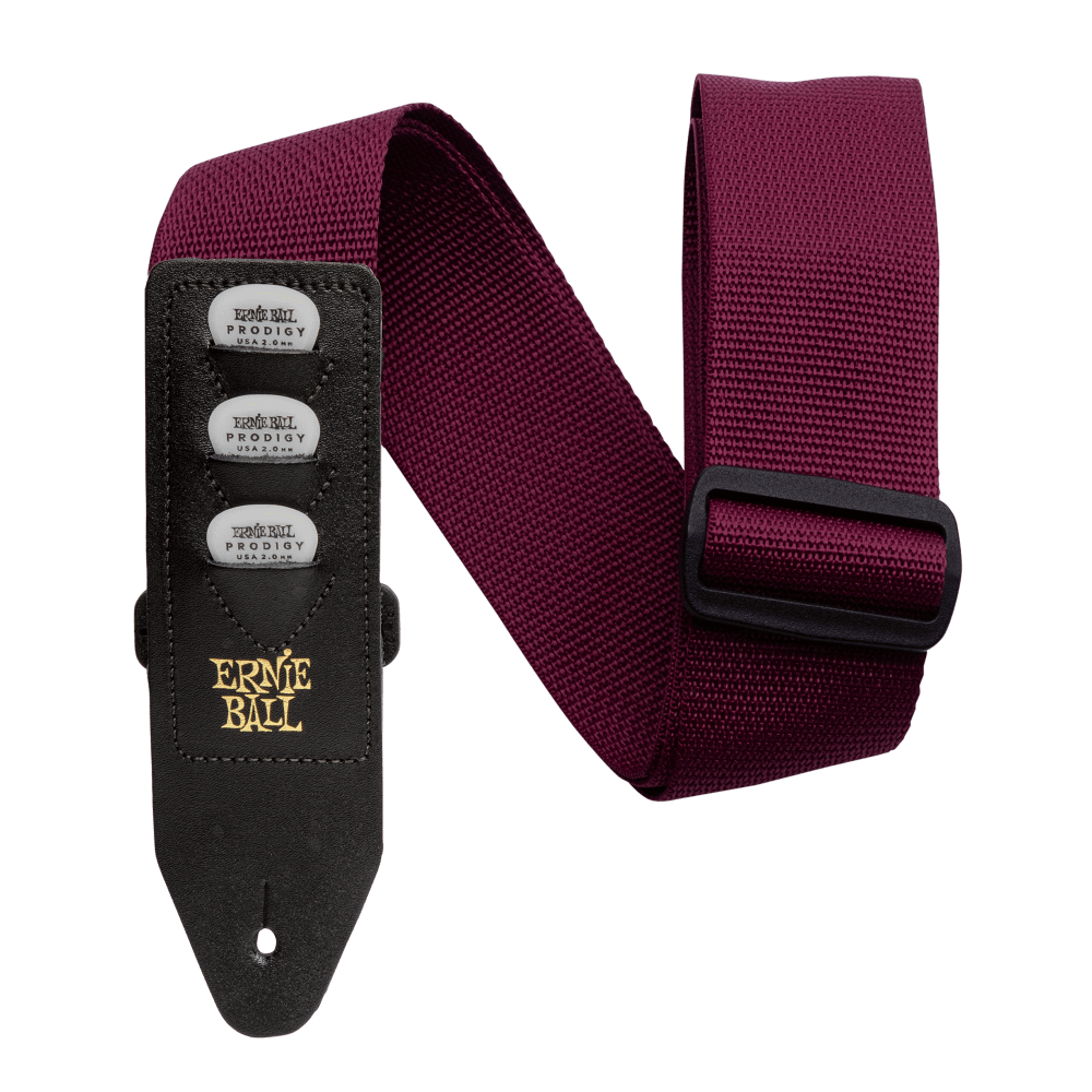 Ernie Ball Burgundy Pickholder Polypro Guitar Strap