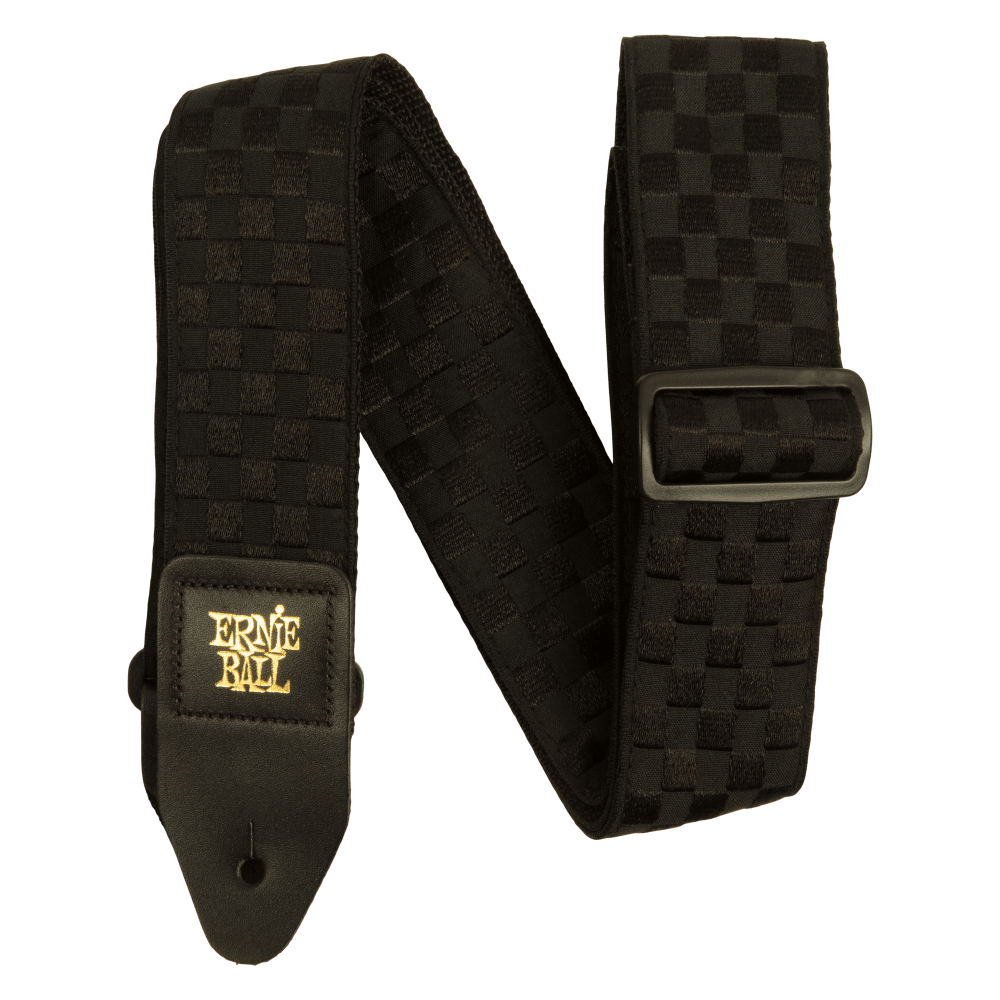 Black Checkers Jacquard Guitar Strap
