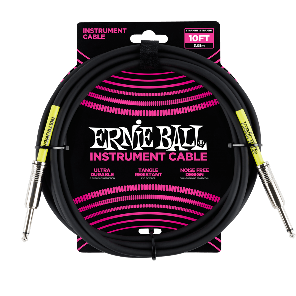 Ernie Ball 10ft Straight/Straight Instrument Cable, Black