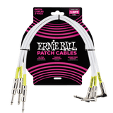 Ernie Ball 1ft Straight/Angle Patch Cable 3 Pack, White,