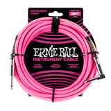 Ernie Ball 18ft Braided Straight/Angle Instrument Cable, Neon Pink