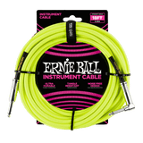 Ernie Ball 18ft  Braided Straight/Angle Instrument Cable, Neon Yellow