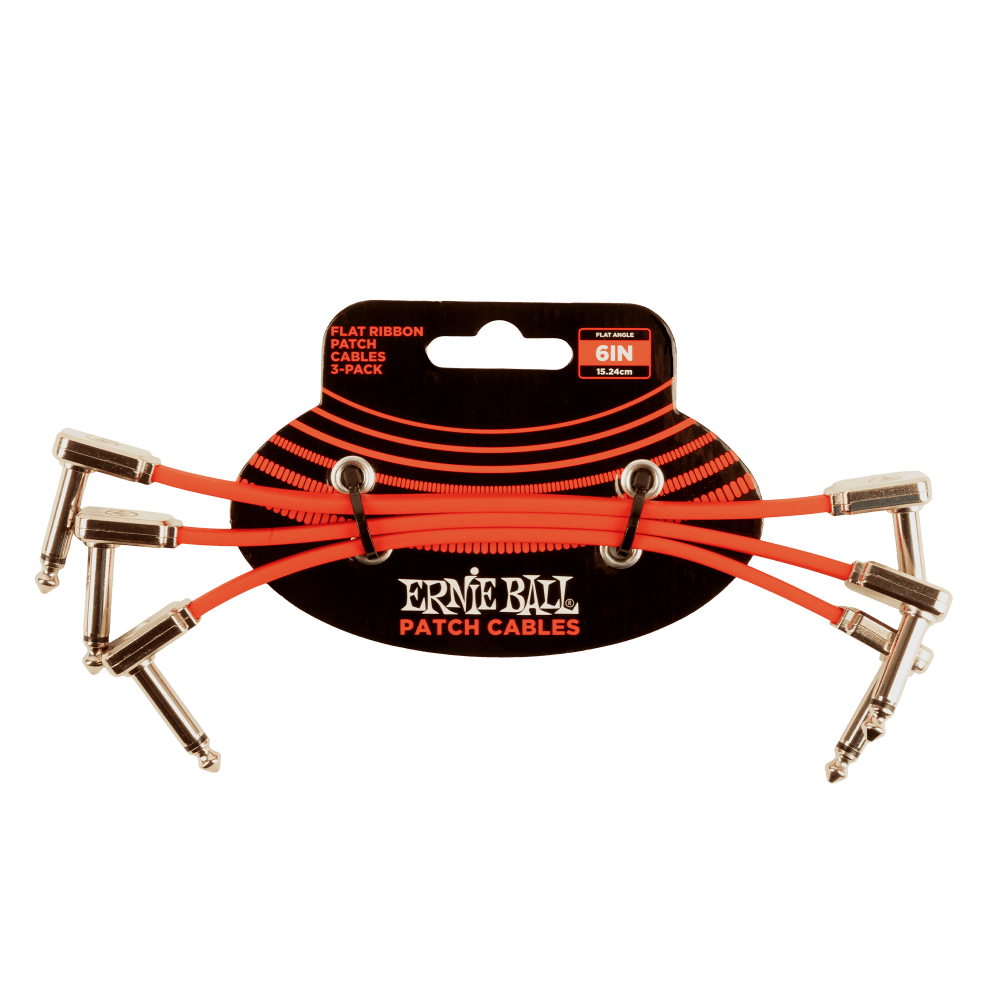 Ernie Ball 6” Flat Ribbon Patch Cable Red 3-Pack