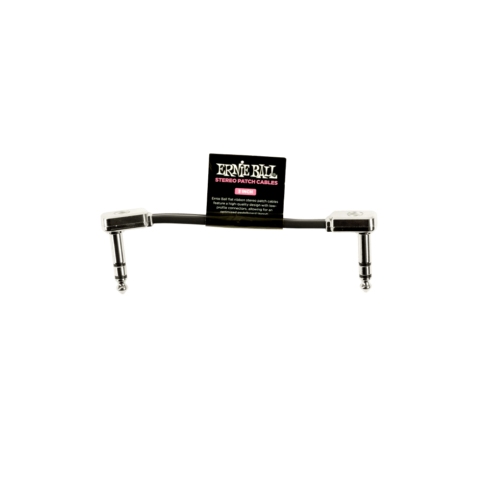 Ernie Ball 3" Flat Ribbon Stereo Patch Cable in Black