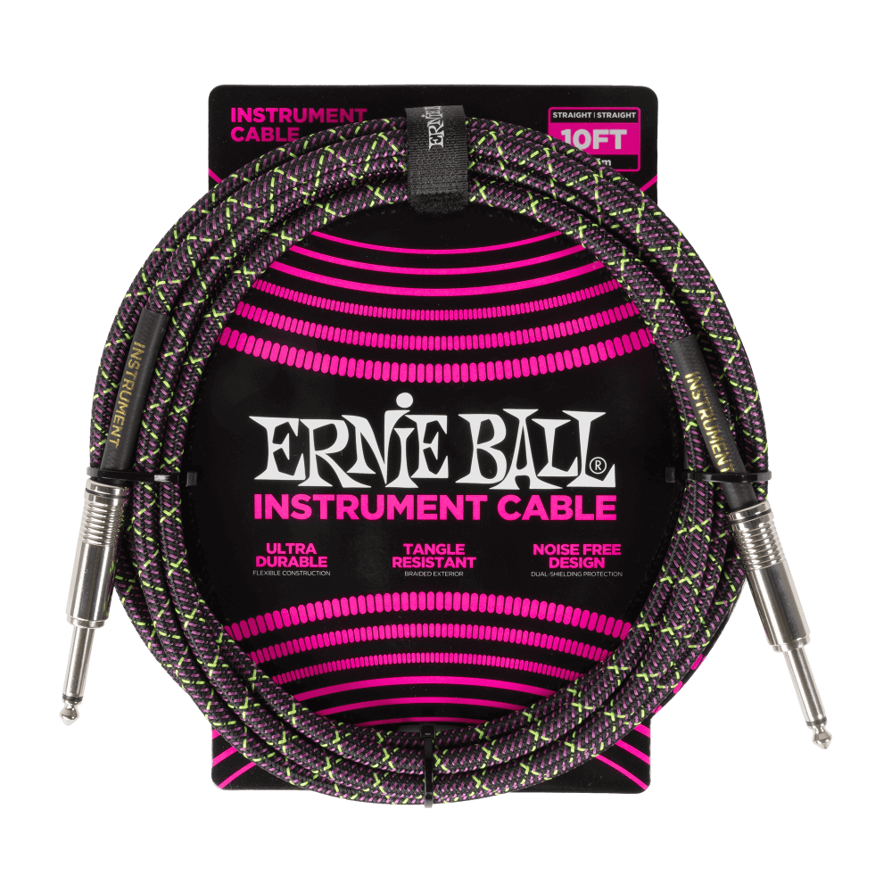 Ernie Ball Braided Instrument Cable Straight/Straight 10ft - Purple Python