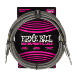 Ernie Ball Braided Instrument Cable Straight/Straight 10ft - Silver Fox