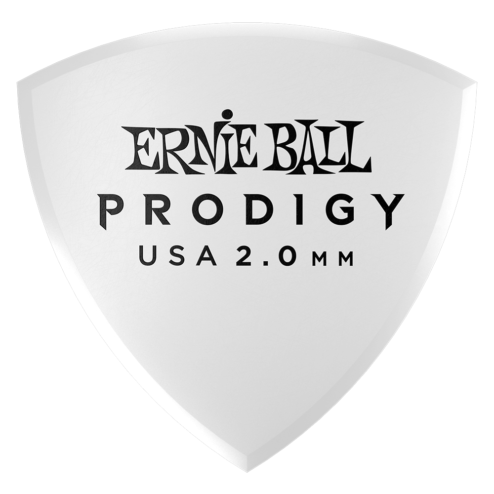Ernie Ball 2.0 mm Large Shield Prodigy Picks 6 Pack in White