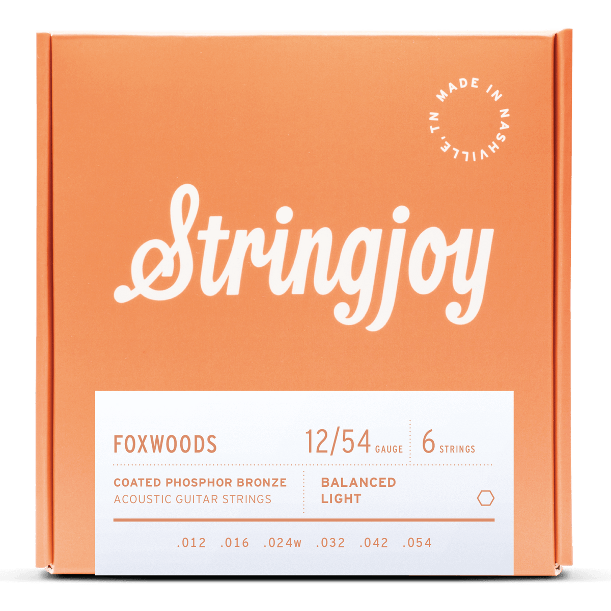 Stringjoy Foxwoods Light Gauge (12-54) Coated Phosphor Bronze Acoustic Guitar Strings