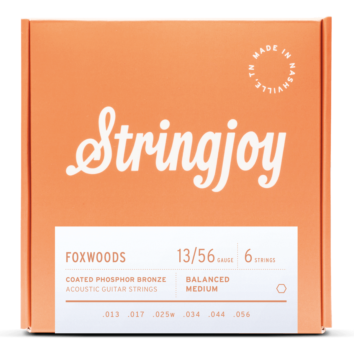 Stringjoy Foxwoods Medium Gauge (13-56) Coated Phosphor Bronze Acoustic Guitar Strings