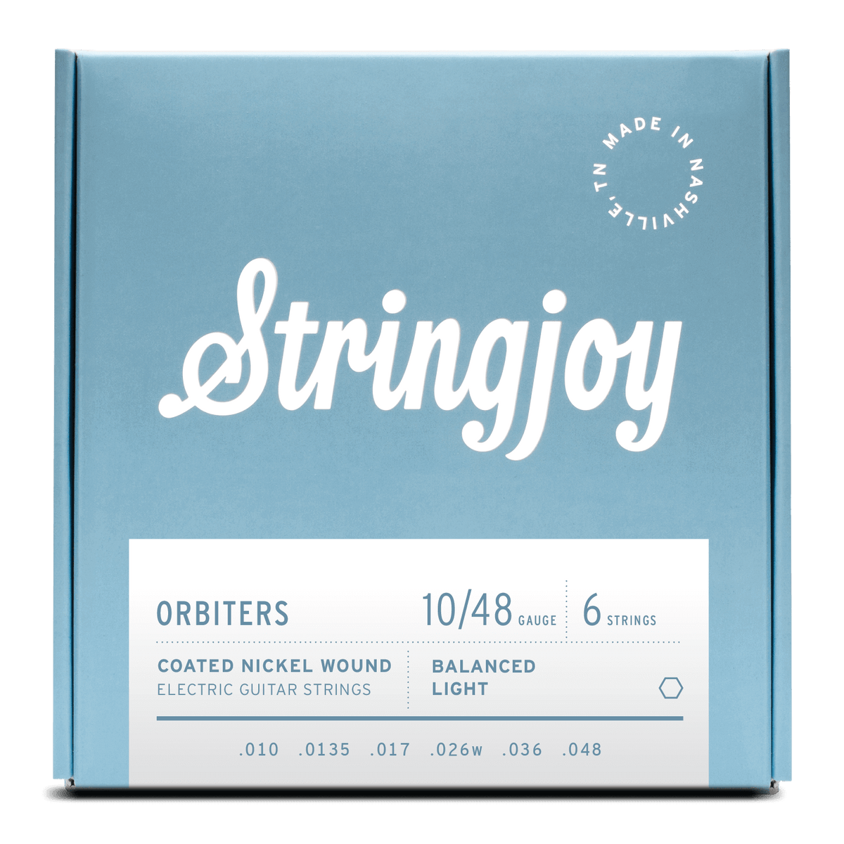 Stringjoy Orbiters Balanced Light Gauge (10-48) Coated Nickel Wound Electric Guitar Strings