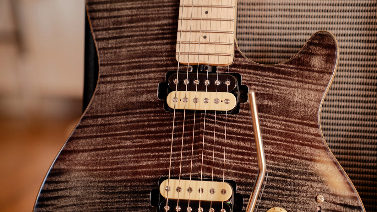 Sterling By Music Man Axis AX3 Electric Guitar - Stunning Flame Maple Top in Translucent Black Finish