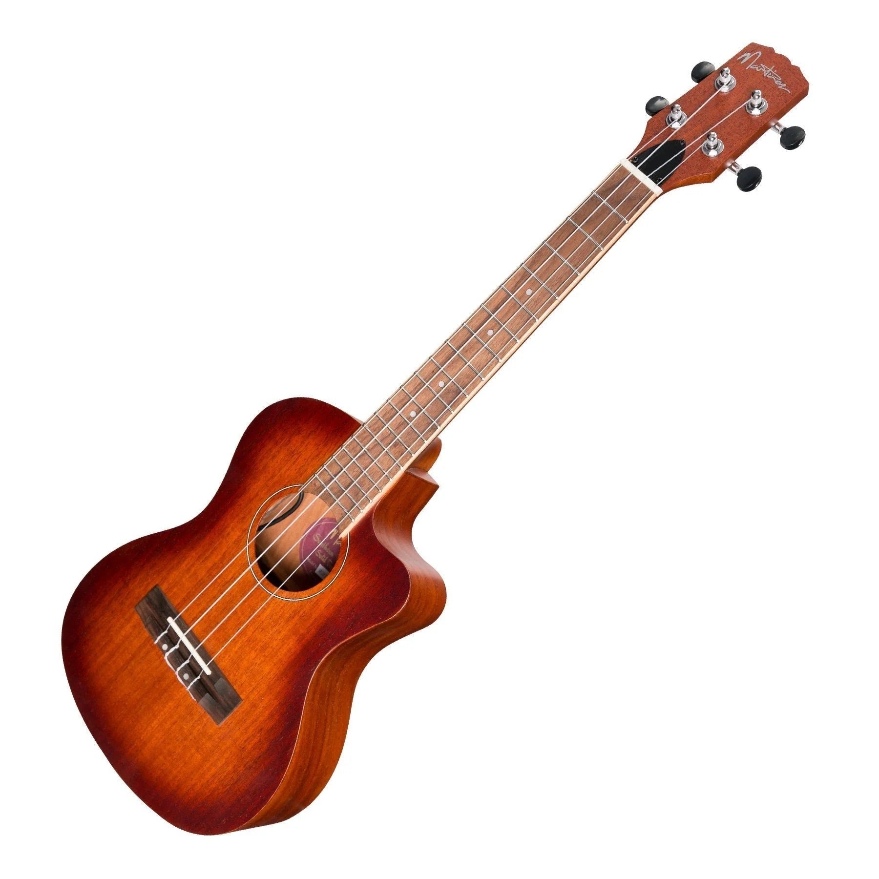 Martinez Southern Belle 6 Series Tenor Ukulele - Solid Mahogany Top Electric Cutaway with Hard Case (Sunburst)