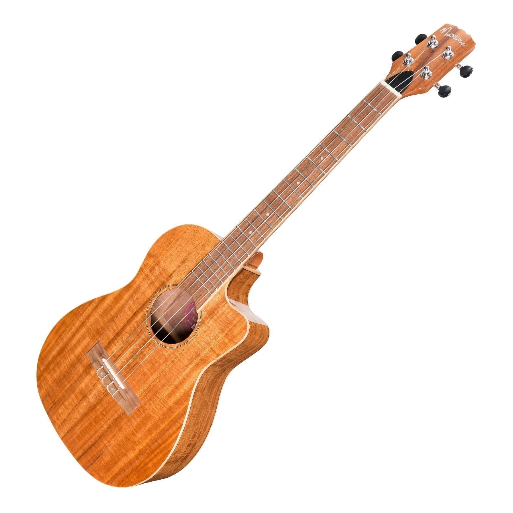 Martinez Southern Belle 8 Series Koa Electric Cutaway Baritone Ukulele with Hard Case (Natural Gloss)