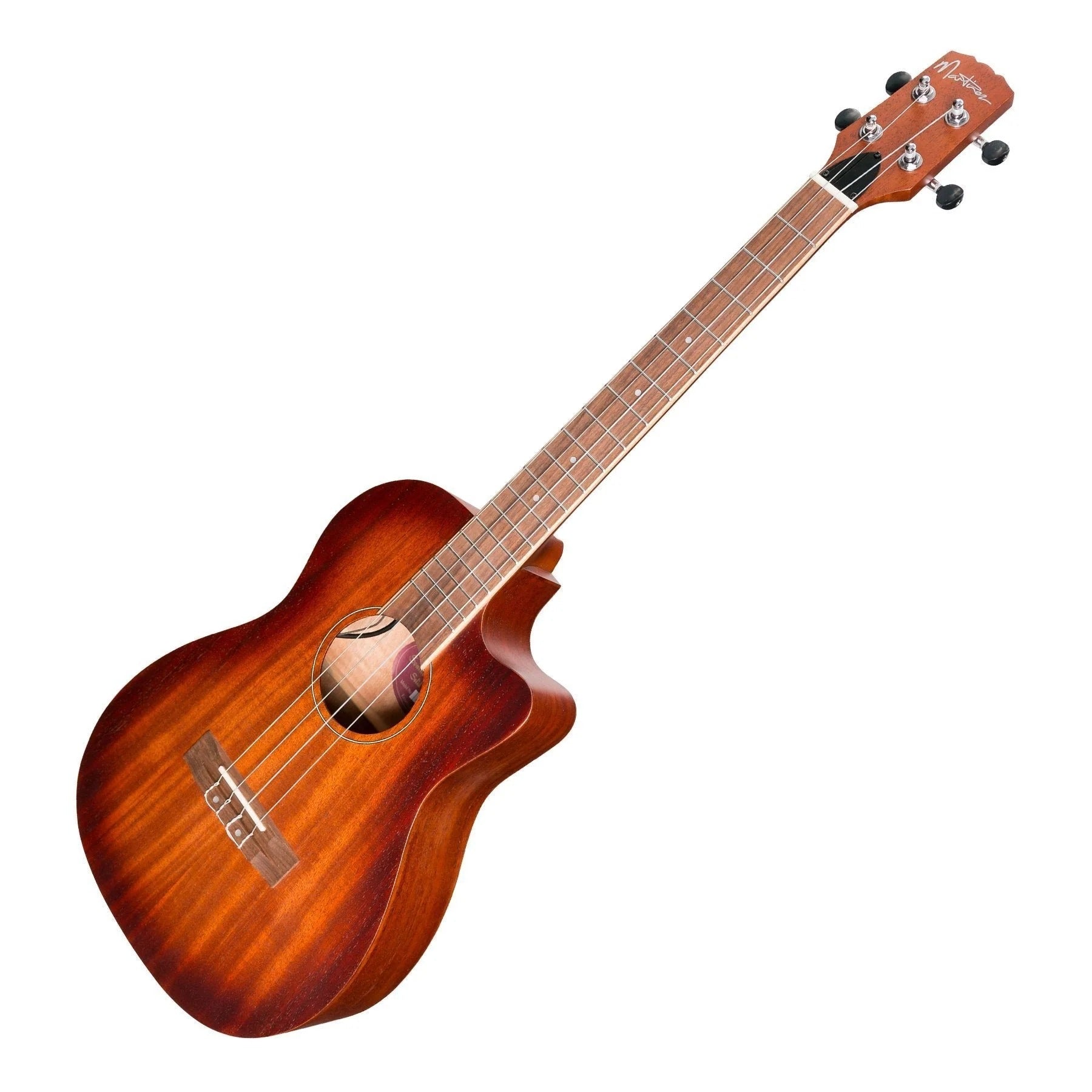 Martinez Southern Belle 6 Series Mahogany Electric Cutaway Baritone Ukulele with Hard Case (Sunburst)