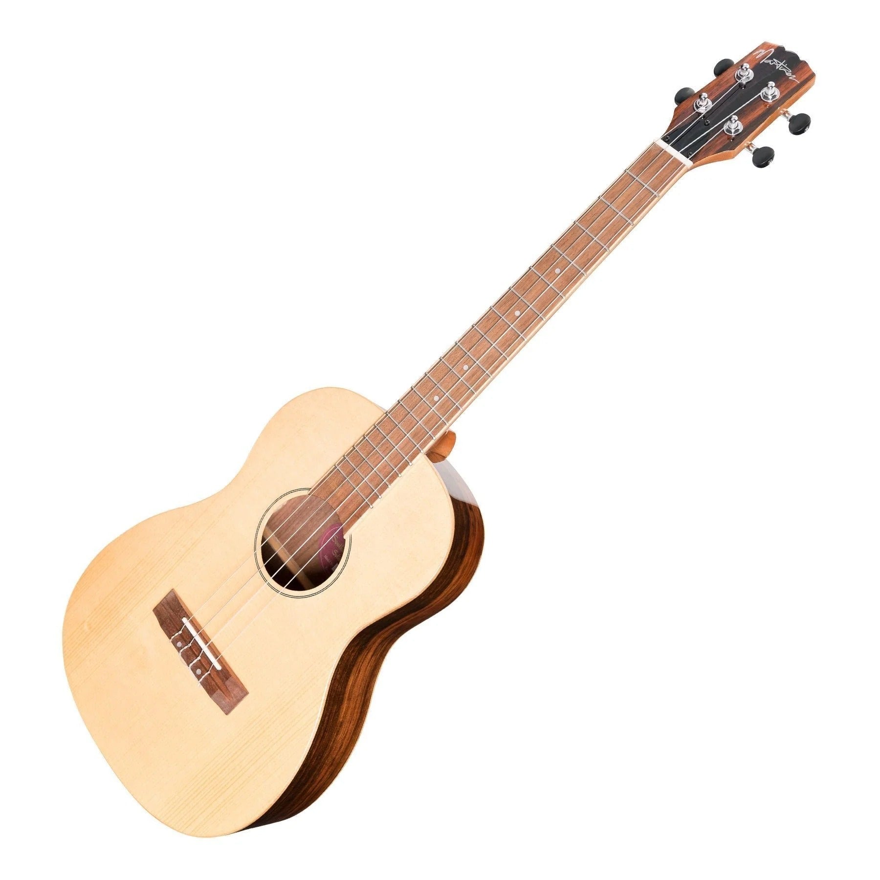 Martinez Southern Belle 7 Series Baritone Ukulele - Solid Spruce Top Electric with Hard Case