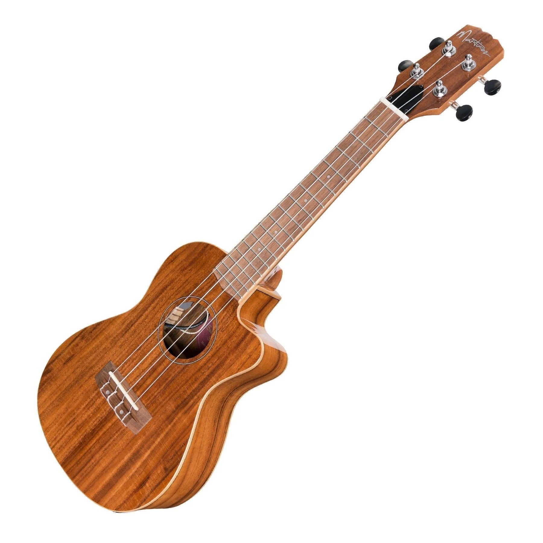 Martinez Southern Belle 8 Series Koa Electric Cutaway Concert Ukulele with Hard Case (Natural Gloss)